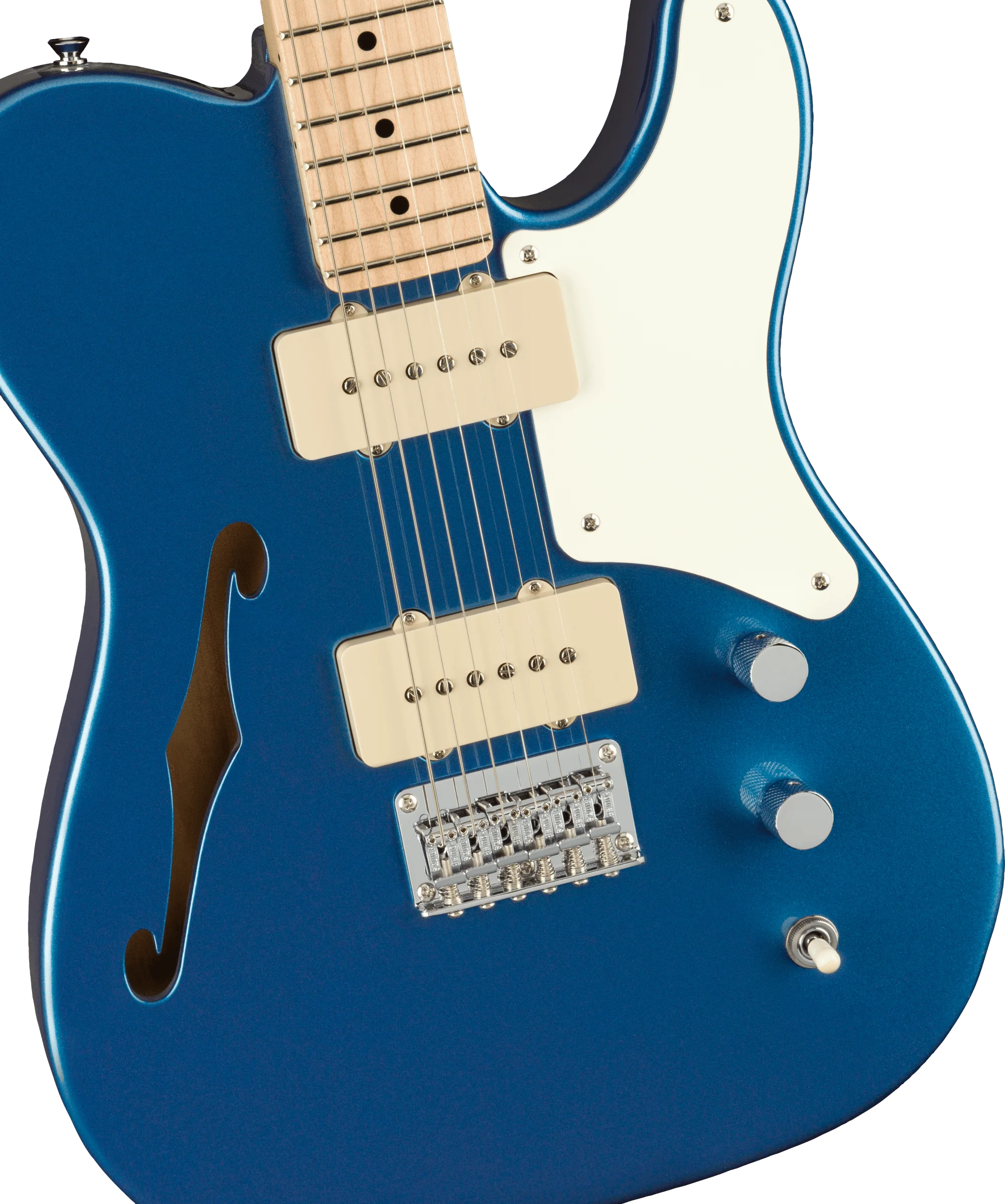 Squier Paranormal Cabronita Telecaster Thinline Maple Fingerboard Parchment Pickguard Lake Placid Blue - Image 3