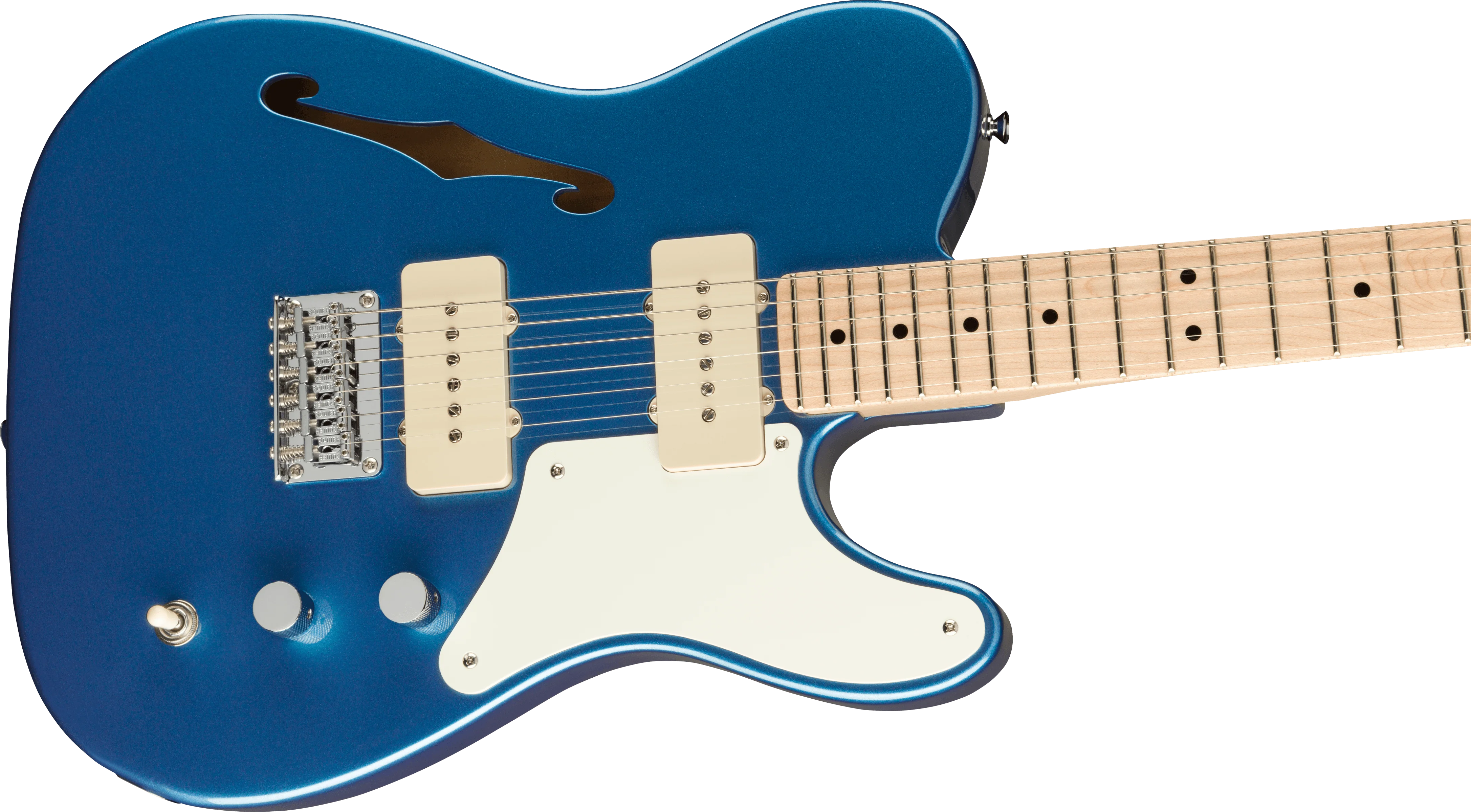 Squier Paranormal Cabronita Telecaster Thinline Maple Fingerboard Parchment Pickguard Lake Placid Blue - Image 4