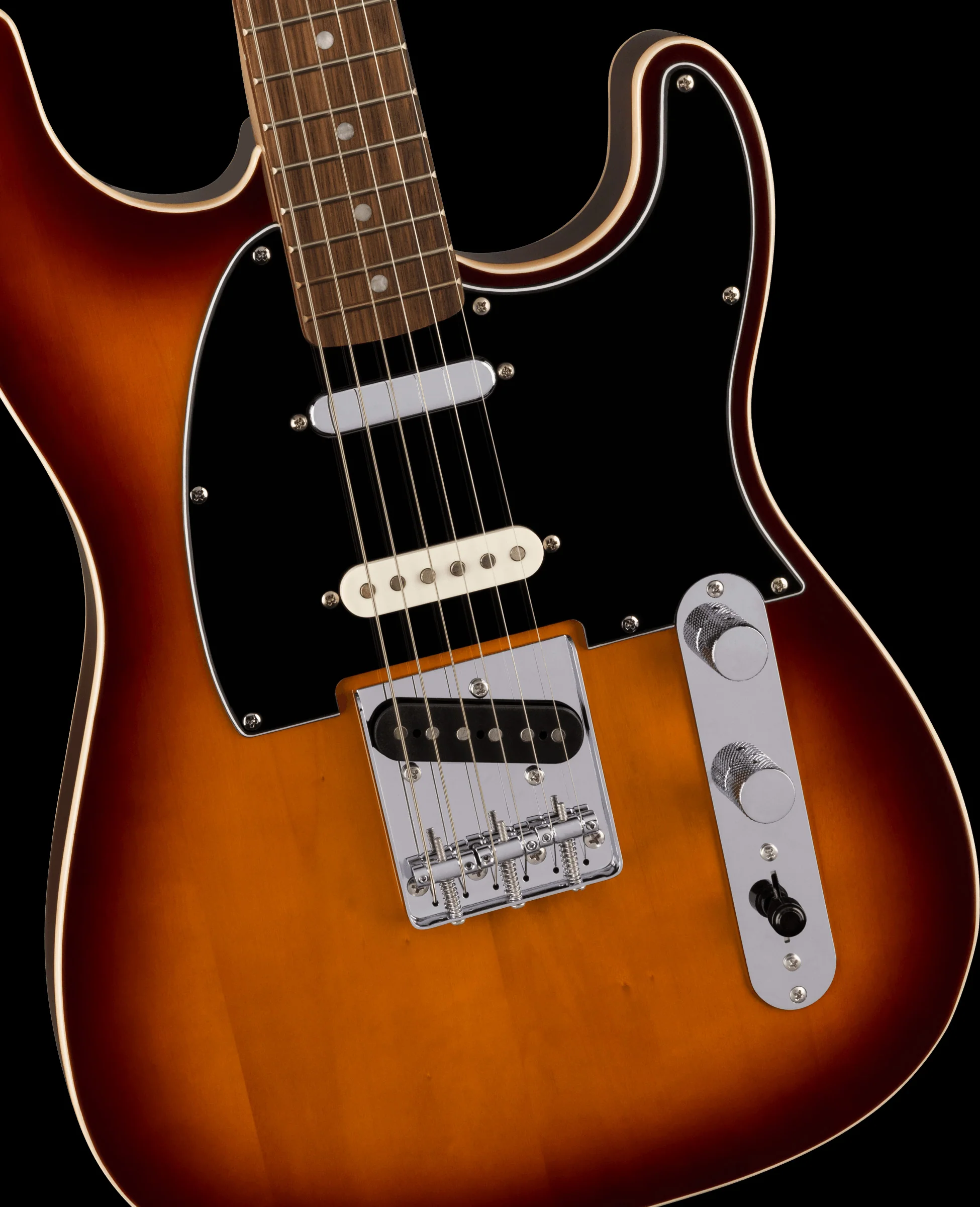 Squier Paranormal Custom Nashville Stratocaster Laurel Fingerboard Black Pickguard Chocolate 2-Color Sunburst - Image 3