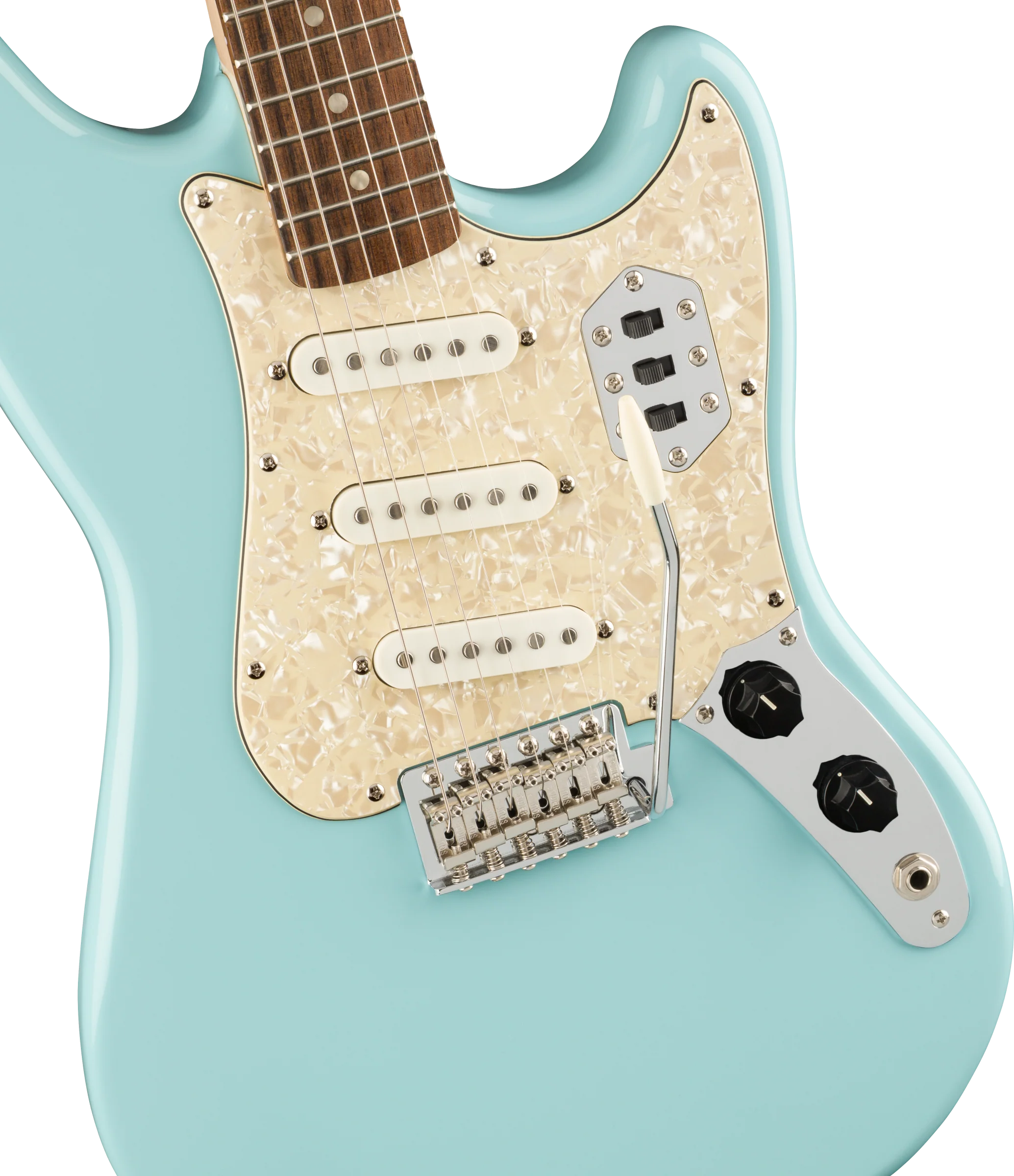 DISC - Squier Paranormal Cyclone Laurel Fingerboard Daphne Blue Electric Guitar - Image 3