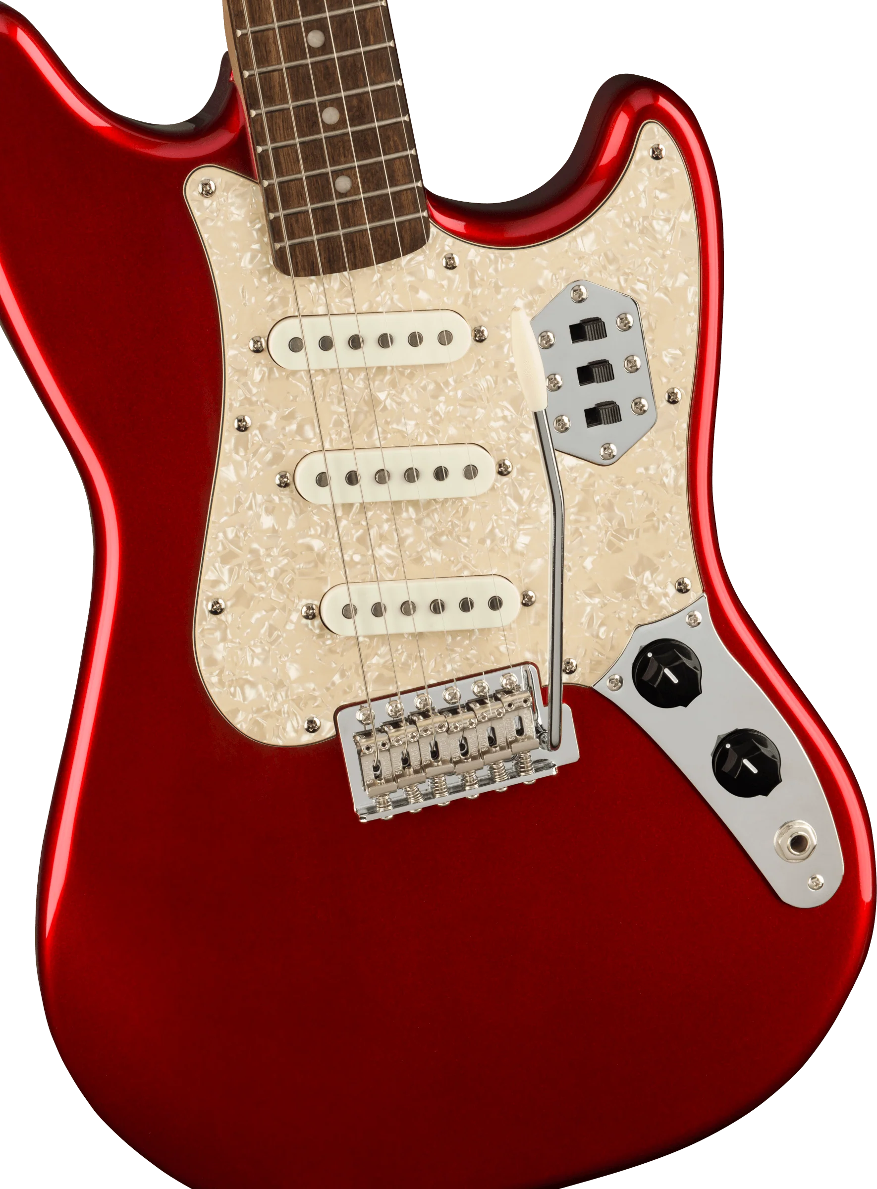 Squier Paranormal Cyclone Laurel Fingerboard Pearloid Pickguard Candy Apple Red - Image 3