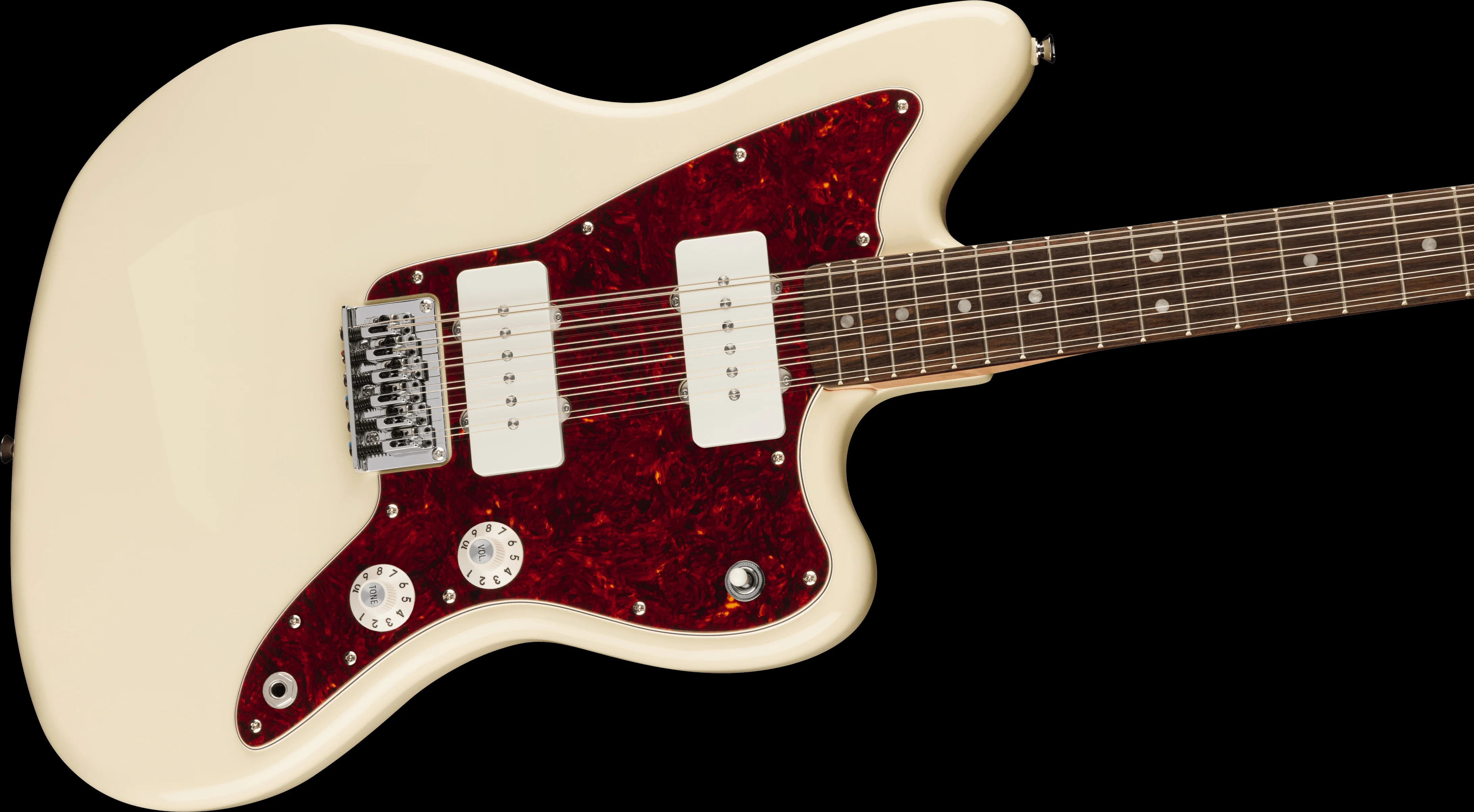 Squier Paranormal Jazzmaster XII Laurel Fingerboard Tortoiseshell Pickguard Olympic White - Image 3