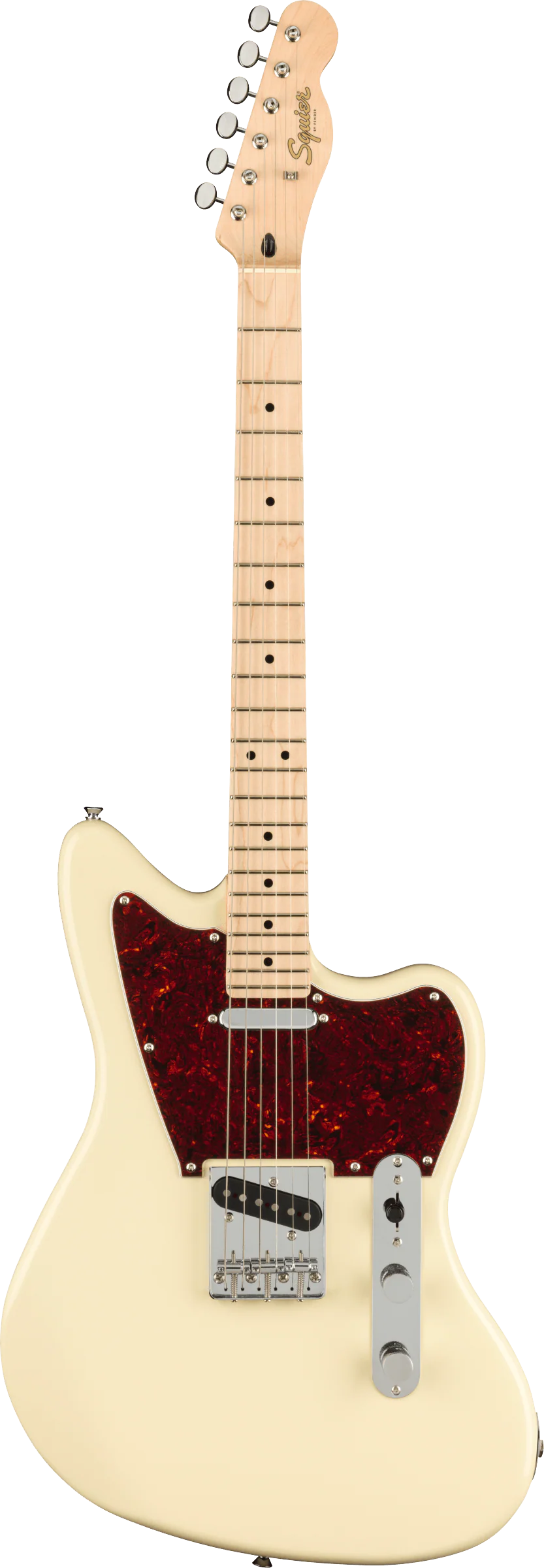 Squier Paranormal Offset Telecaster Maple Fingerboard Tortoiseshell Pickguard Olympic White - Image 2