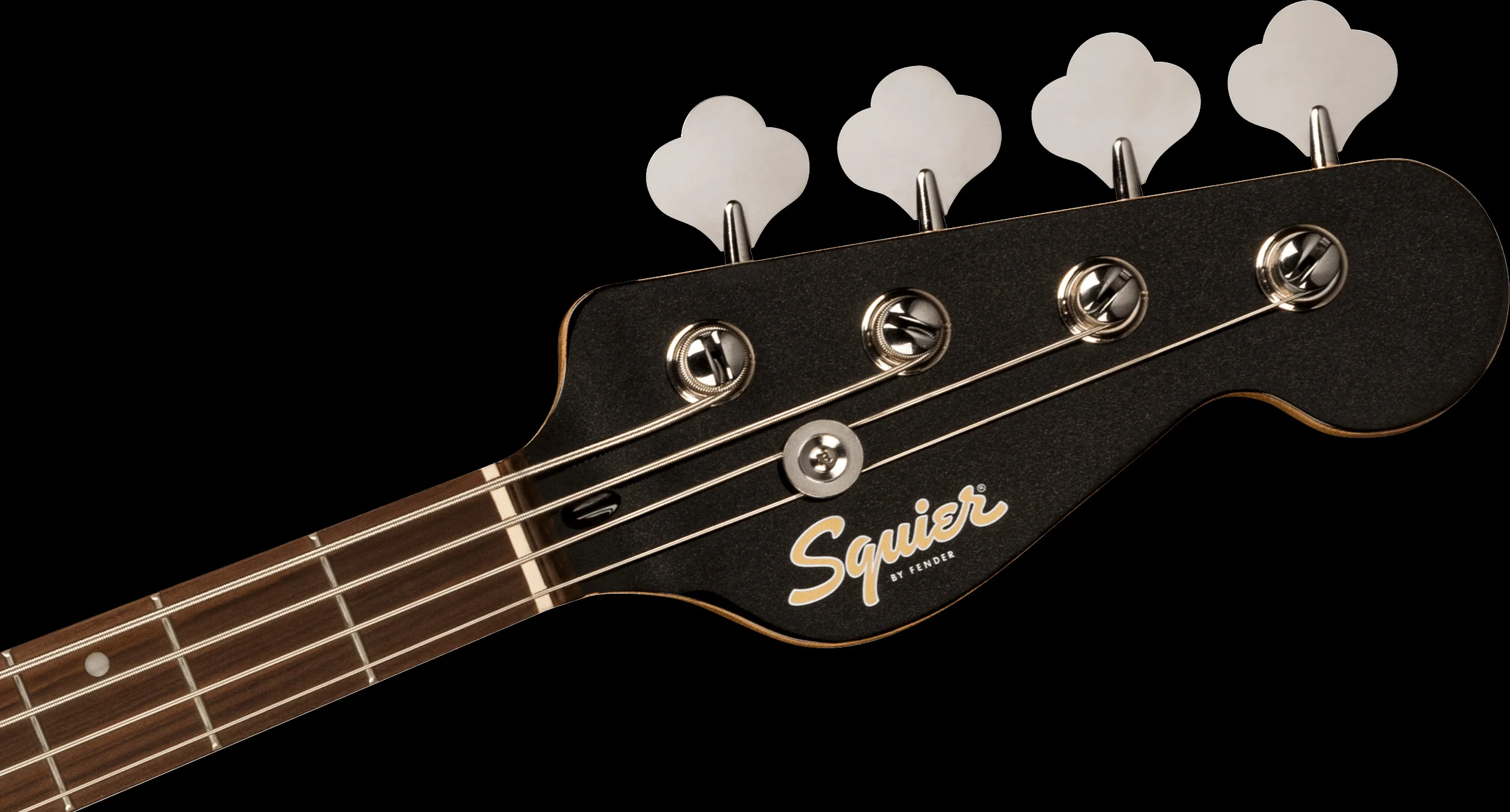 Squier Paranormal Rascal Bass HH Laurel Fingerboard White Pearloid Pickguard Metallic Black - Image 6