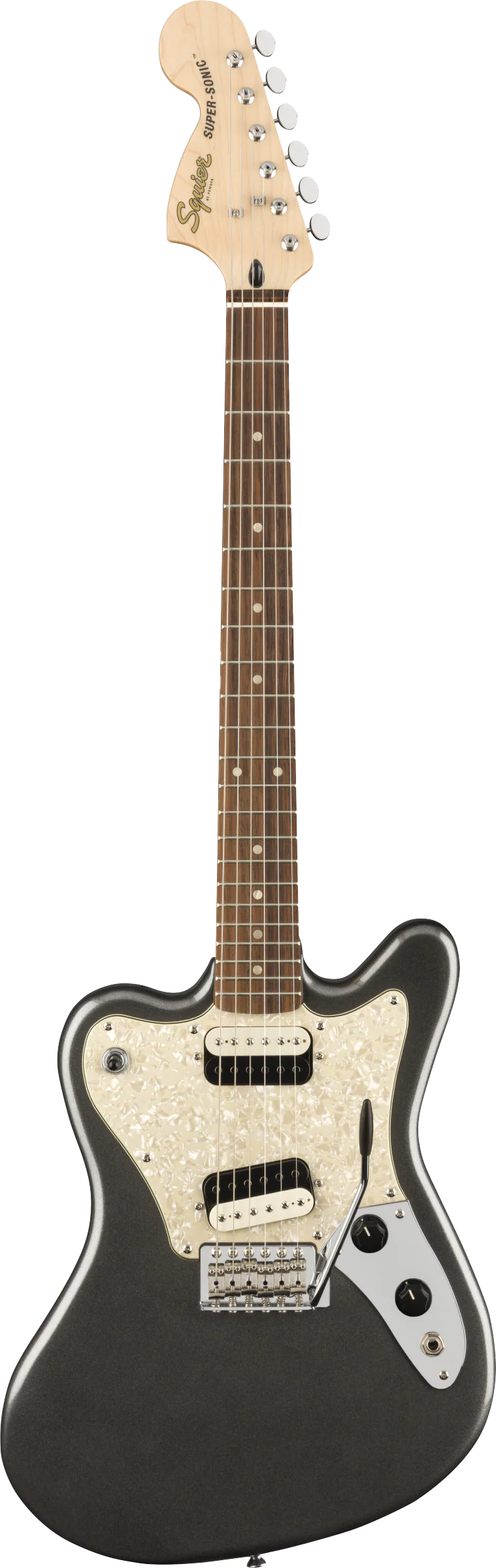 DISC - Squier Paranormal Super-Sonic Laurel Fingerboard Graphite Metallic Electric Guitar - Image 2