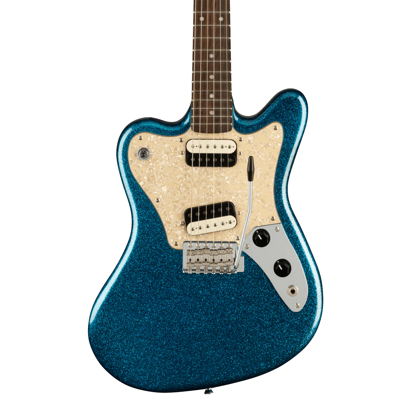 Squier Paranormal Super-Sonic™ Laurel Fingerboard Pearloid Pickguard Blue Sparkle