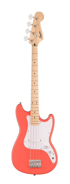 Squier Sonic Bronco Bass Maple Fingerboard White Pickguard Tahitian Coral - Image 2