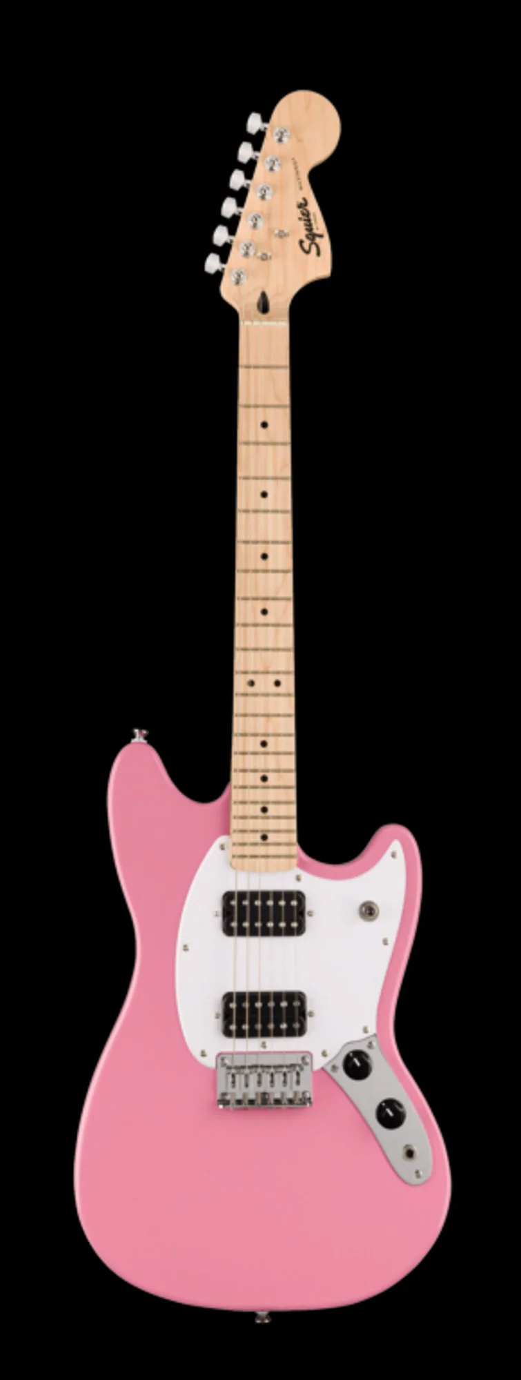 Squier Sonic Mustang HH Maple Fingerboard White Pickguard Flash Pink - Image 2