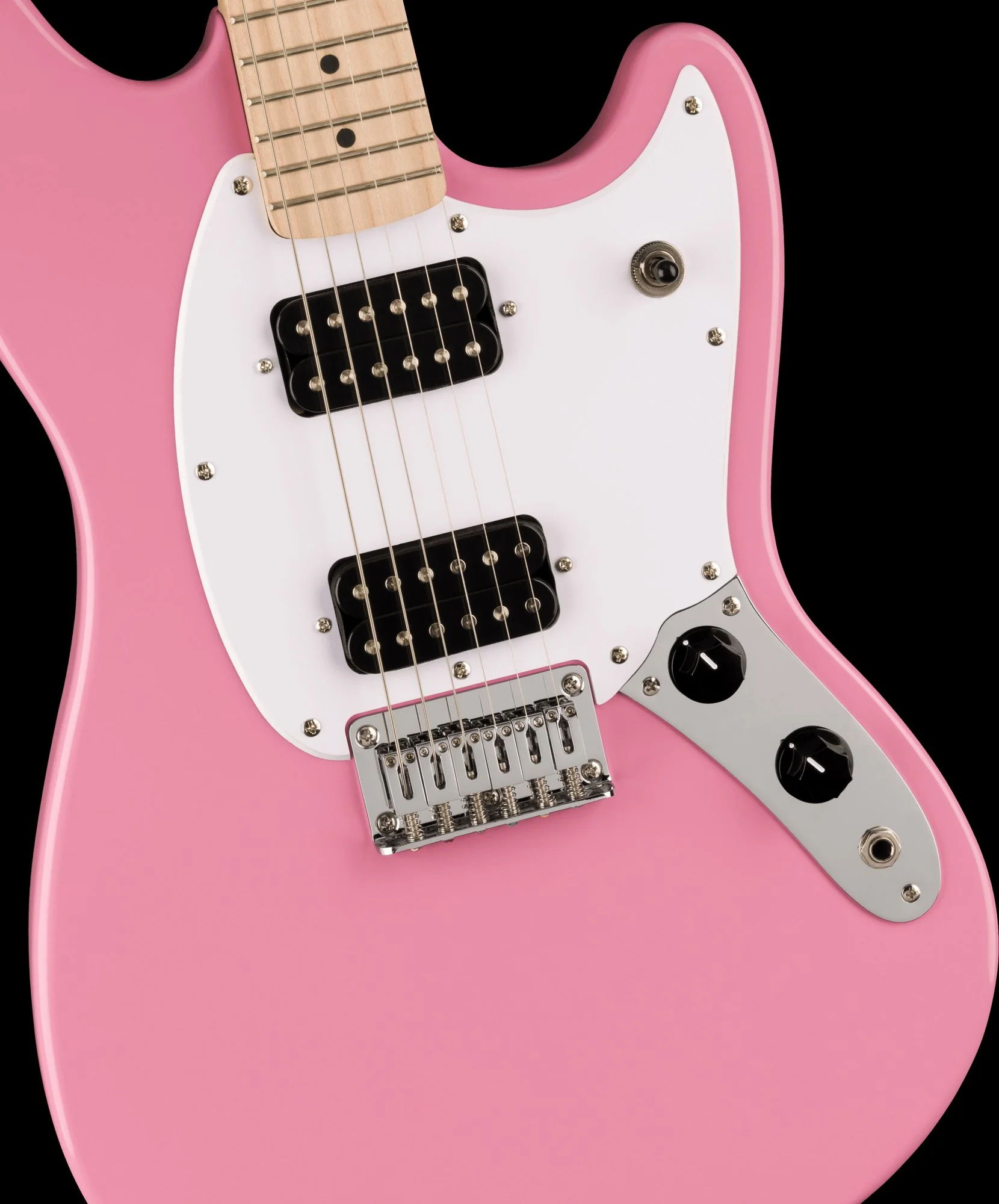 Squier Sonic Mustang HH Maple Fingerboard White Pickguard Flash Pink - Image 3