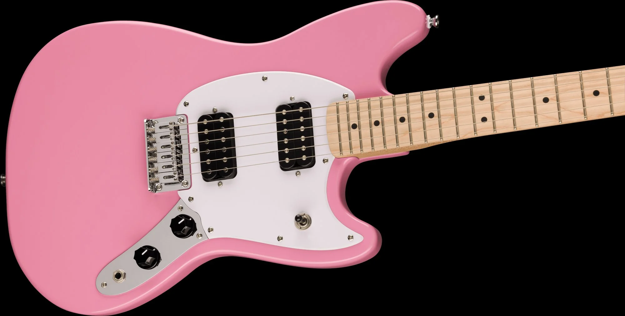 Squier Sonic Mustang HH Maple Fingerboard White Pickguard Flash Pink - Image 4