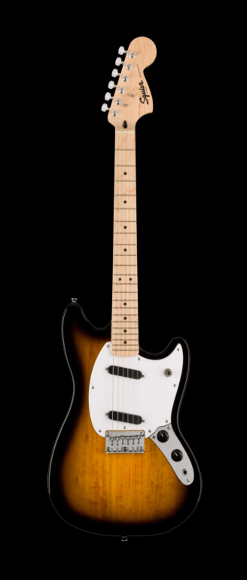 Squier Sonic Mustang Maple Fingerboard White Pickguard 2-Color Sunburst - Image 2