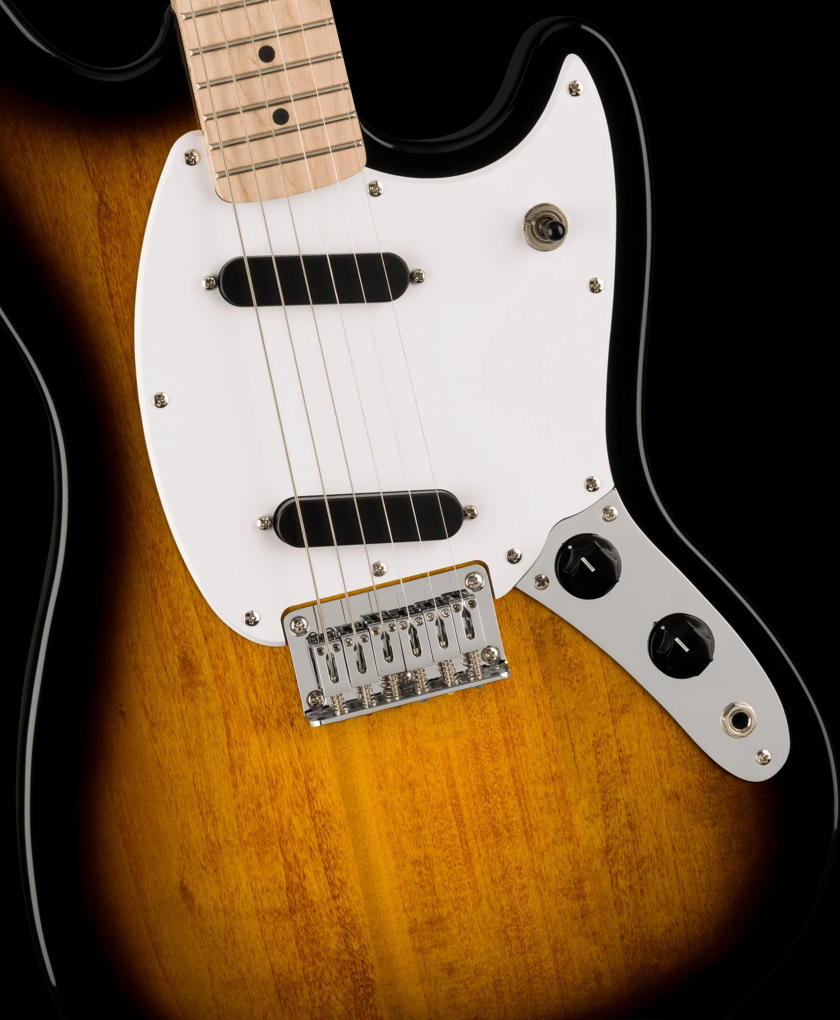 Squier Sonic Mustang Maple Fingerboard White Pickguard 2-Color Sunburst - Image 3