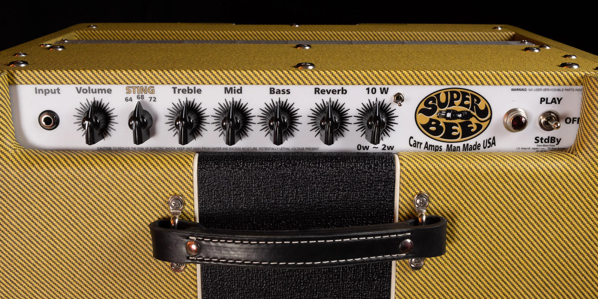 Carr 1x10 Super Bee Tweed with Black Tolex Stripe Combo Tube Guitar Amp - Image 6