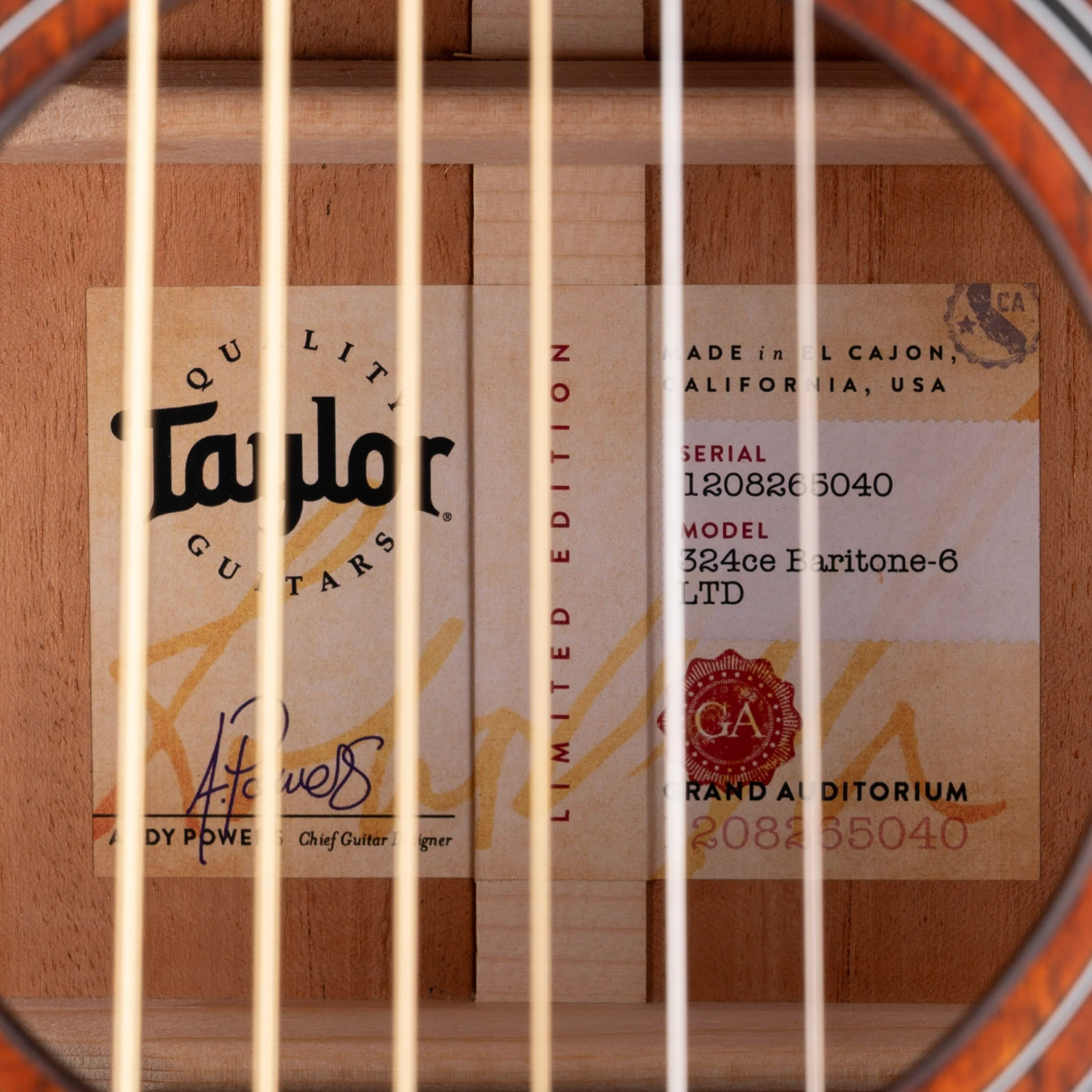 Taylor 324ce Baritone-6 LTD Shaded Edgeburst with Case - Image 8