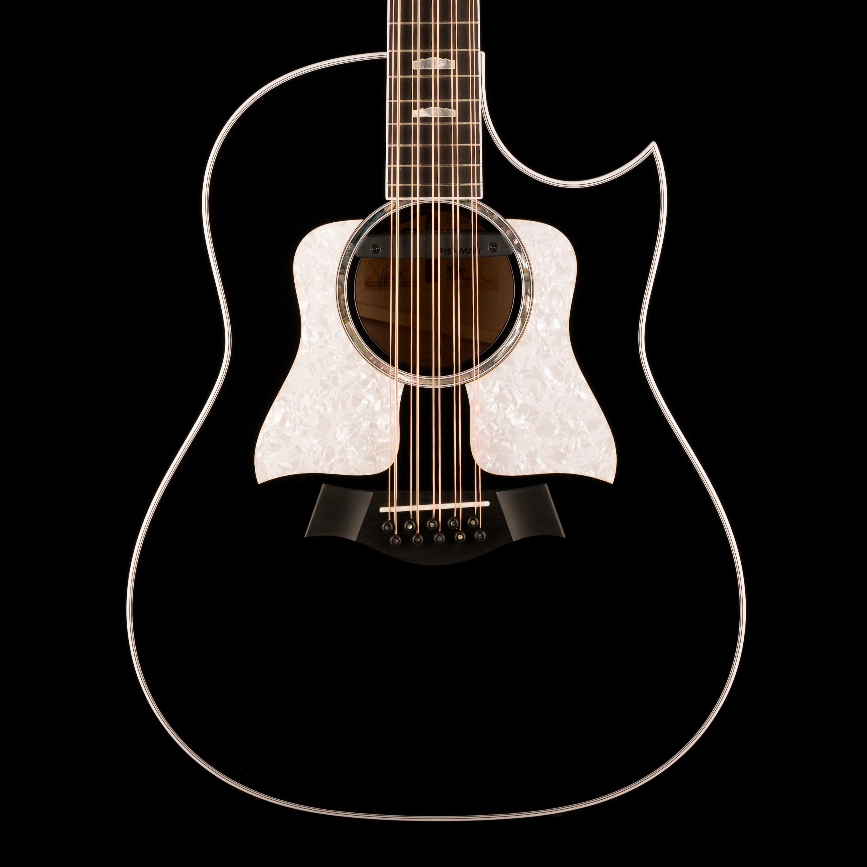 Taylor 657ce Bajo Quinto Big Leaf Maple Acoustic-Electric Guitar - Black