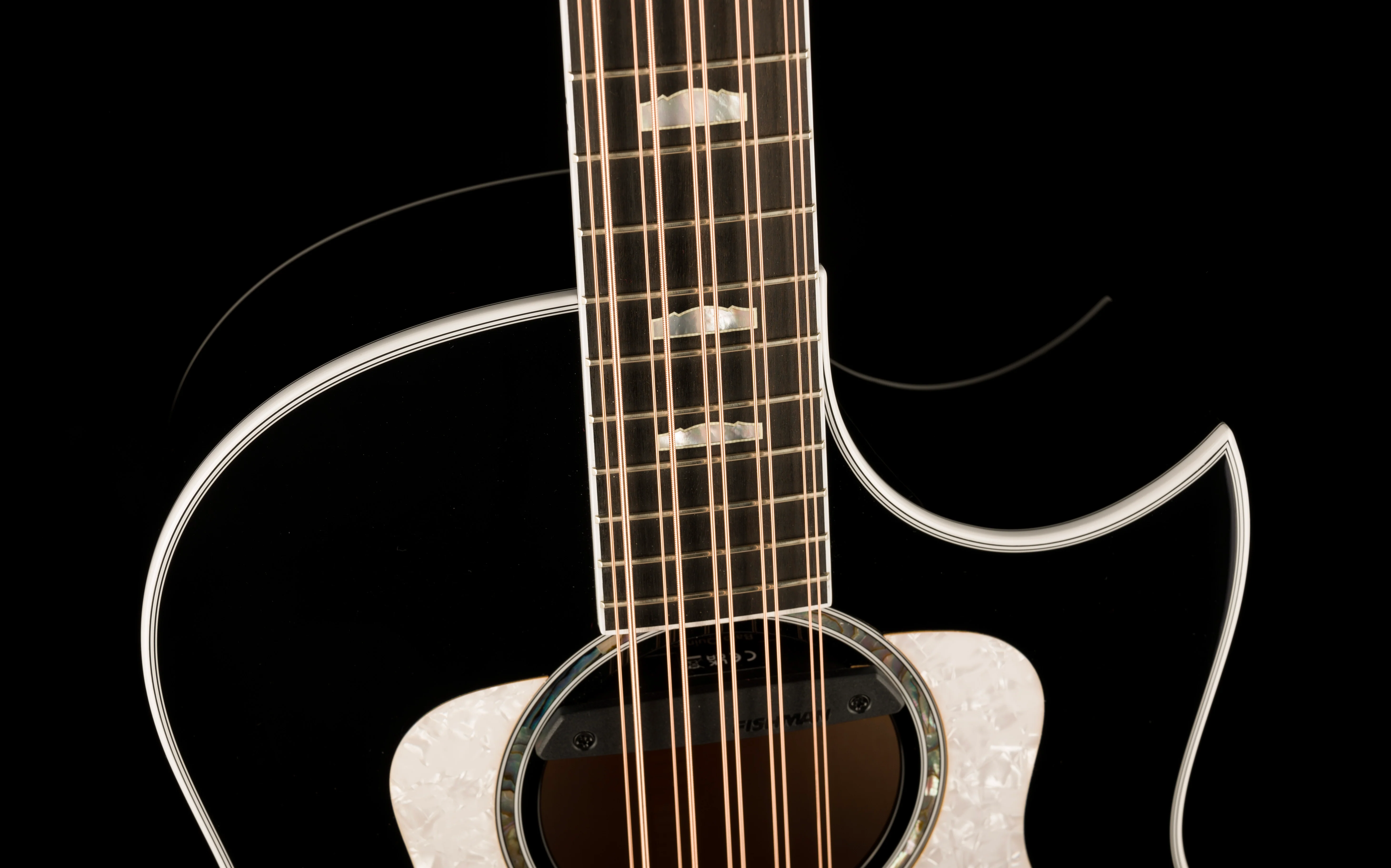 Taylor 657ce Bajo Quinto Big Leaf Maple Acoustic-Electric Guitar - Black - Image 4
