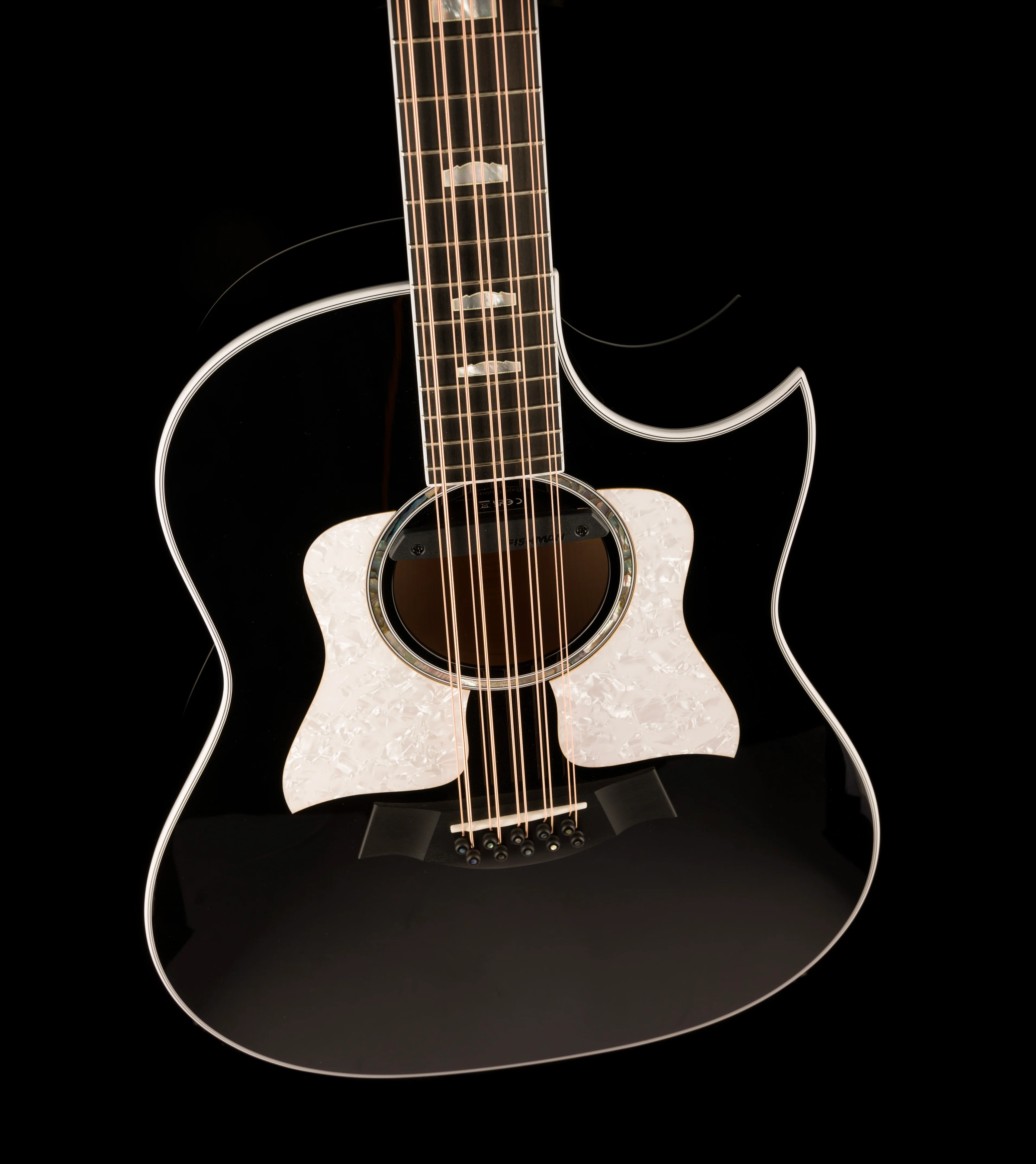 Taylor 657ce Bajo Quinto Big Leaf Maple Acoustic-Electric Guitar - Black - Image 5