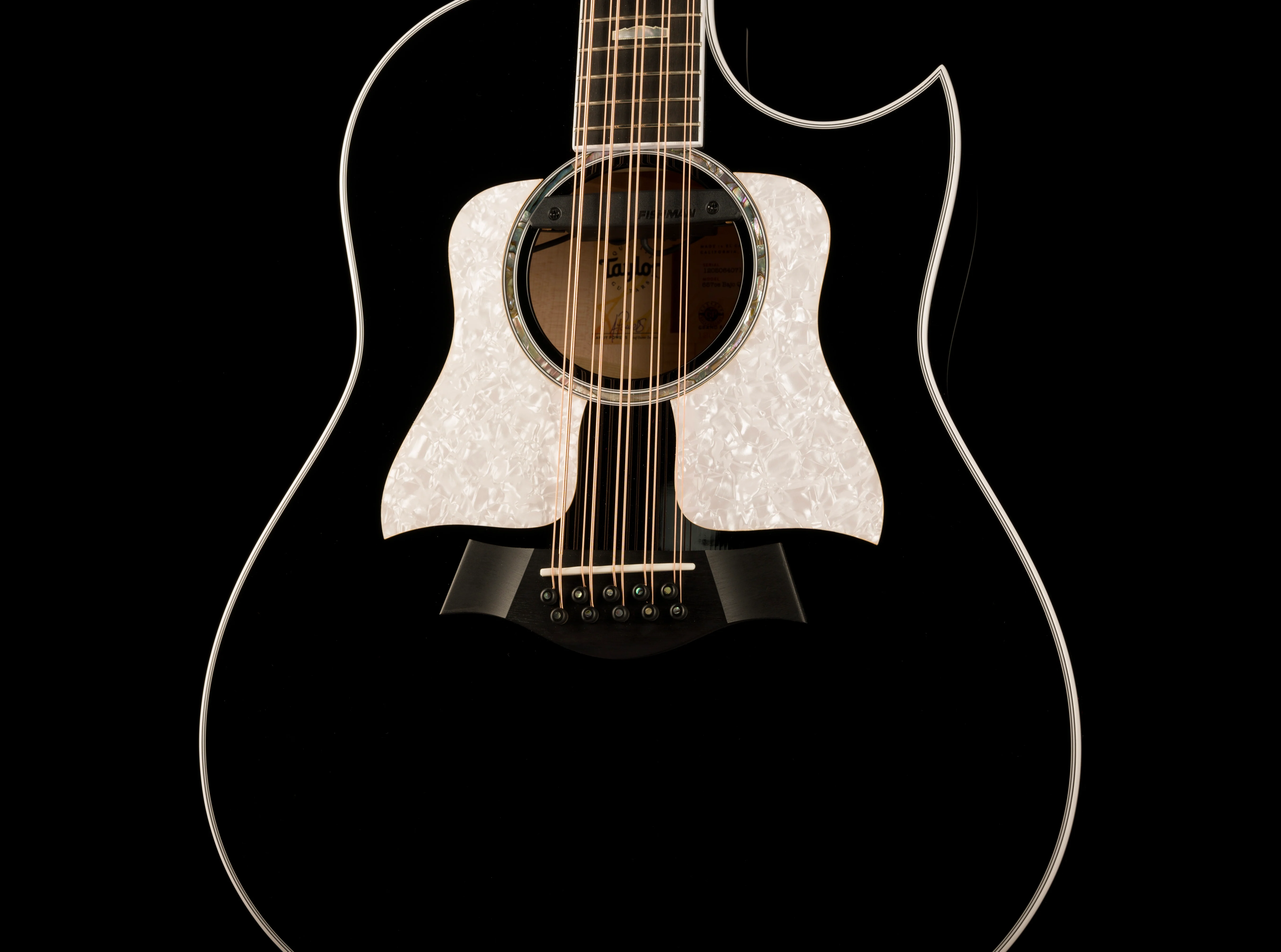 Taylor 657ce Bajo Quinto Big Leaf Maple Acoustic-Electric Guitar - Black - Image 6