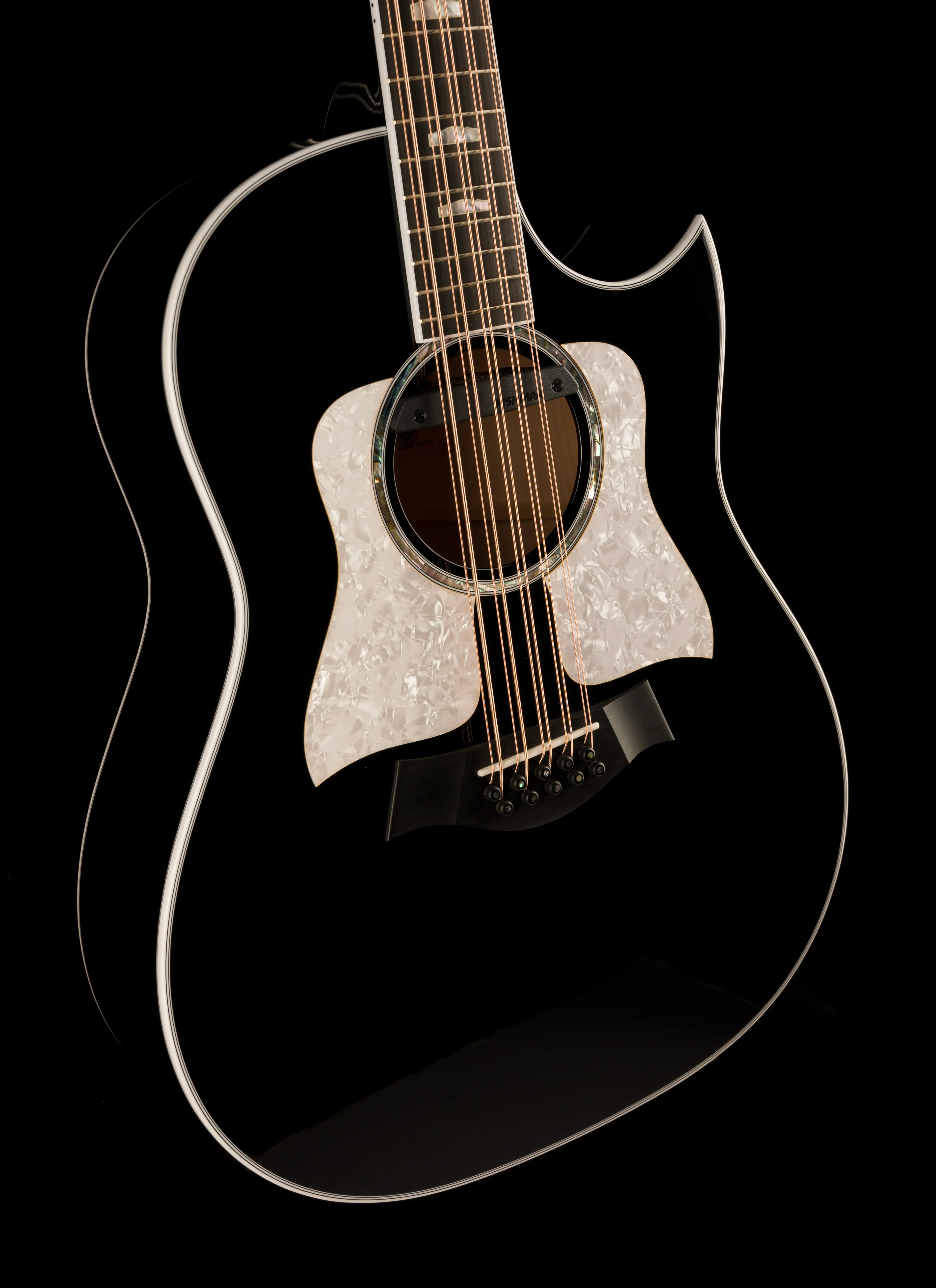 Taylor 657ce Bajo Quinto Big Leaf Maple Acoustic-Electric Guitar - Black - Image 9