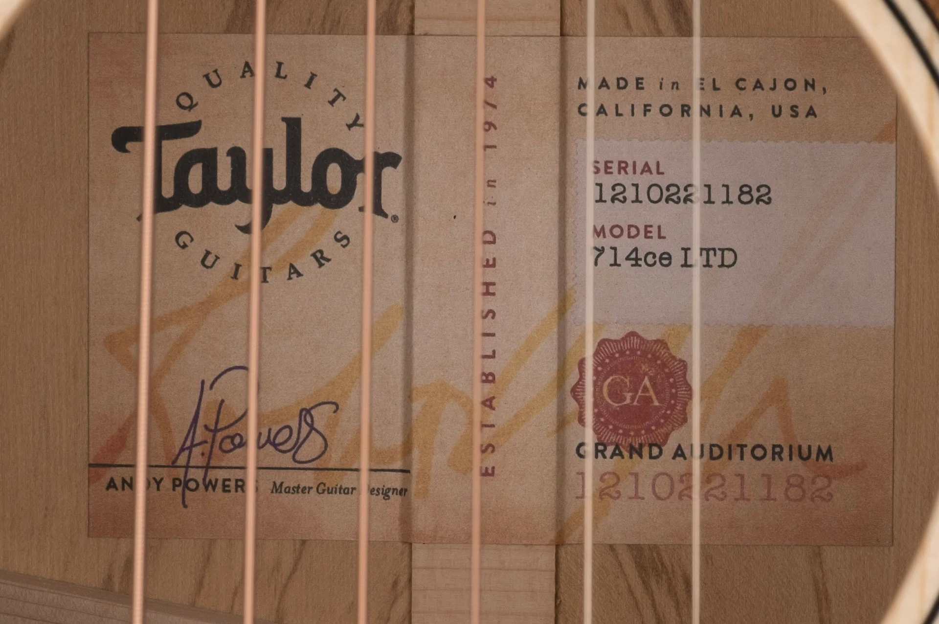 Taylor 714ce Limited Tasmanian Blackheart Sassafras and Lutz Top (2021) Acoustic Electric Guitar With Case - Serial # 1210221182 - Image 20