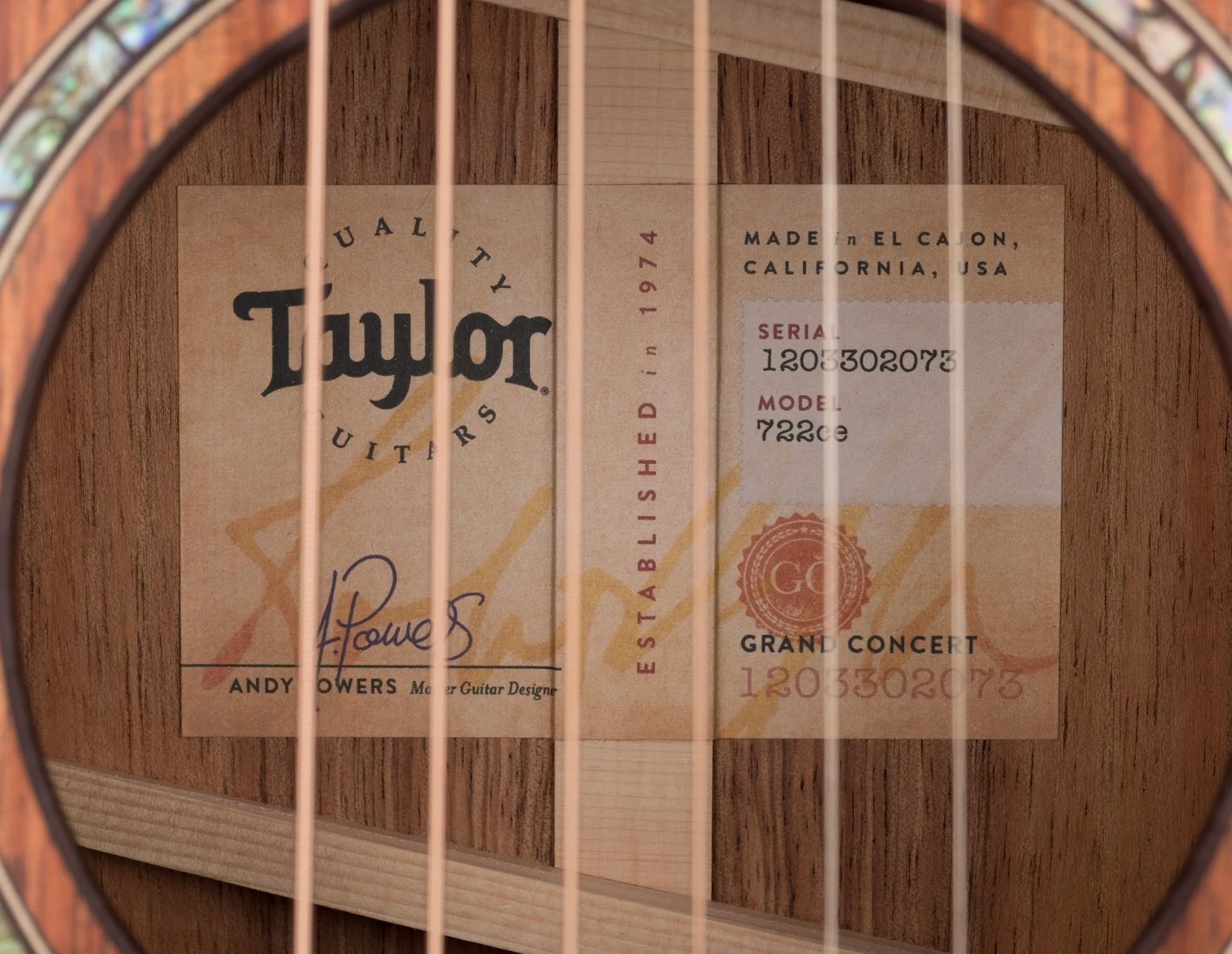 Taylor 722ce Koa Grand Concert Acoustic Electric Guitar With Case - Demo - Image 14