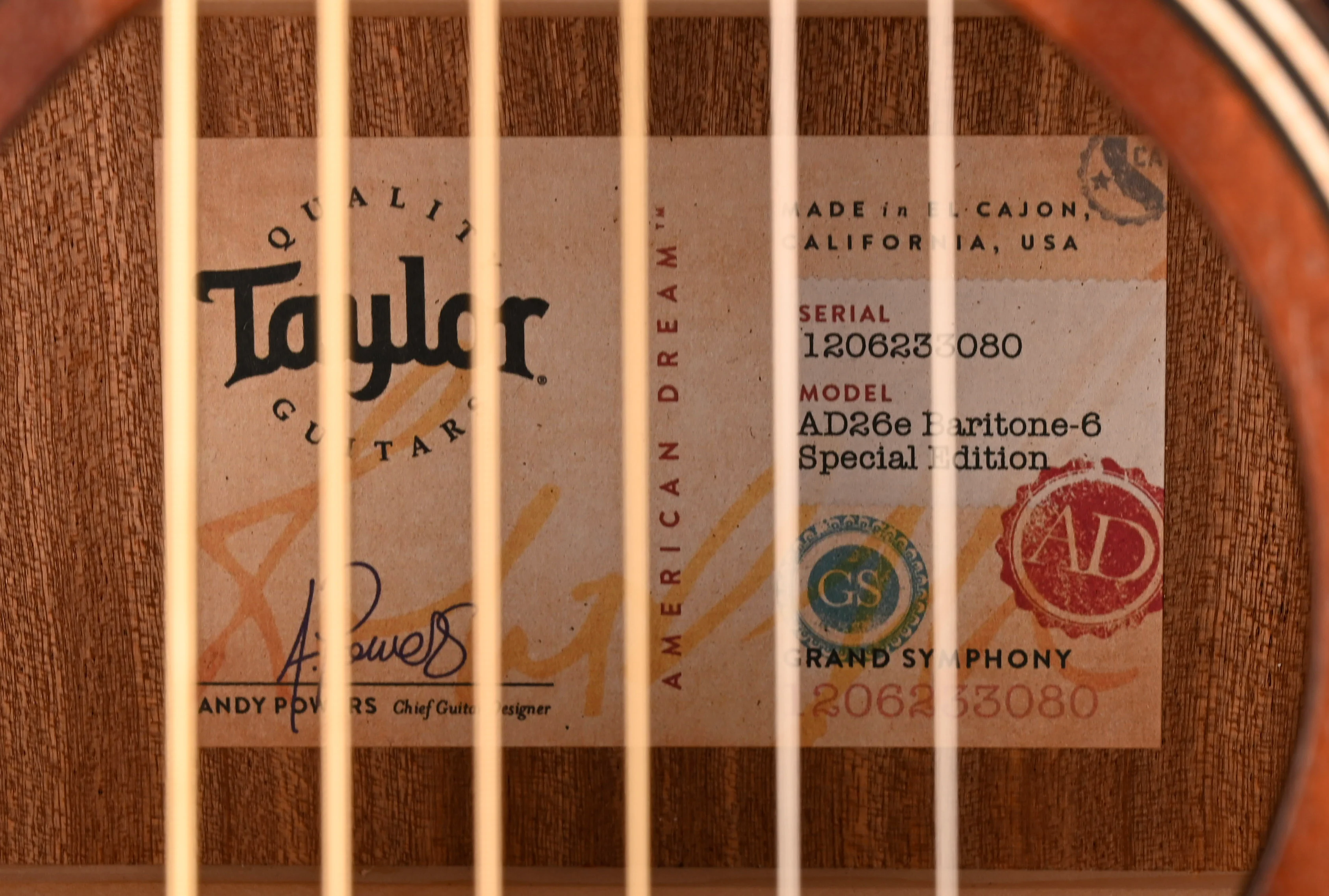 Taylor American Dream AD26e Baritone Grand Symphony 6-String Shaded Edge Burst With Case - Image 11