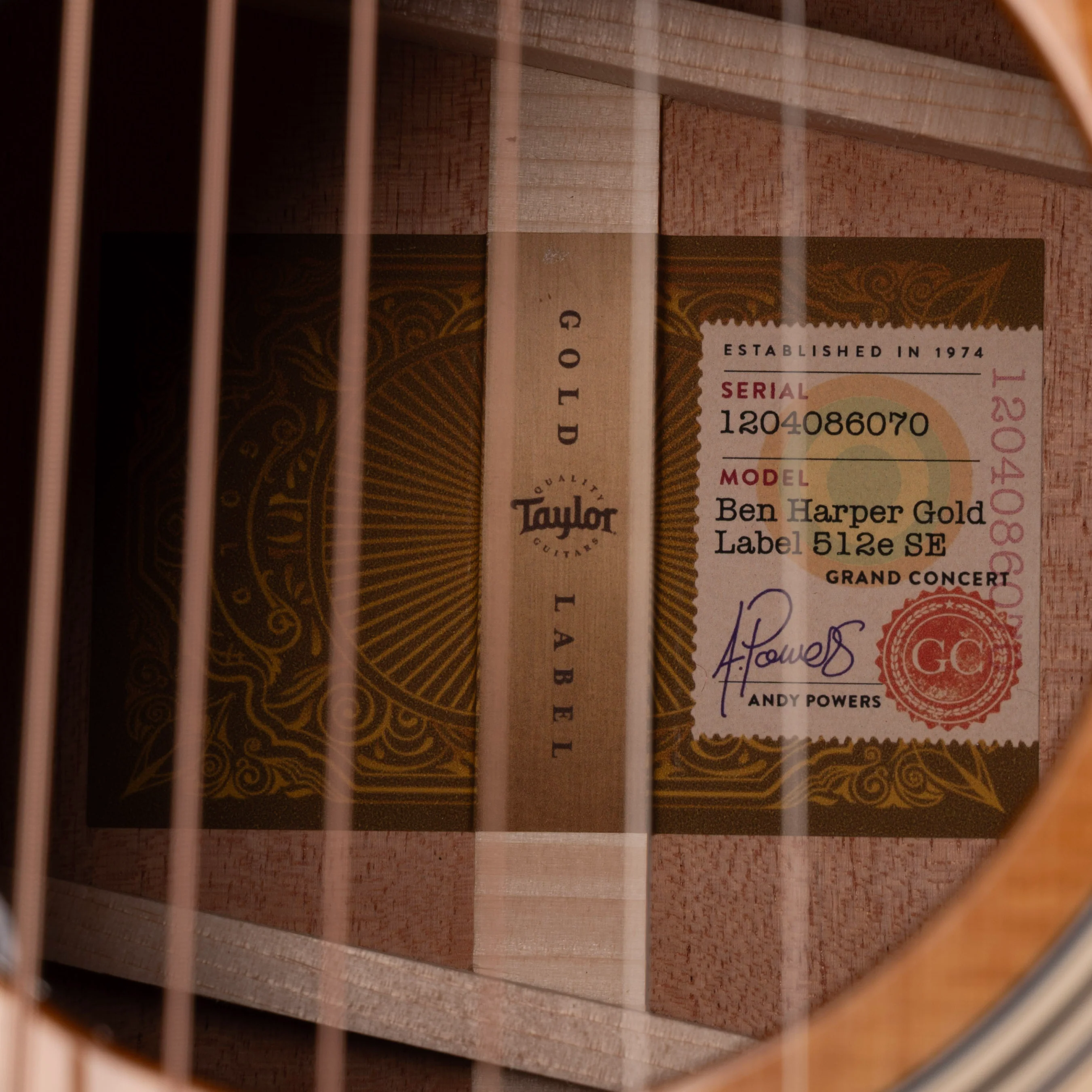 Taylor Signed Ben Harper Gold Label 512e Special Edition Shaded Edgeburst 070 - Image 7
