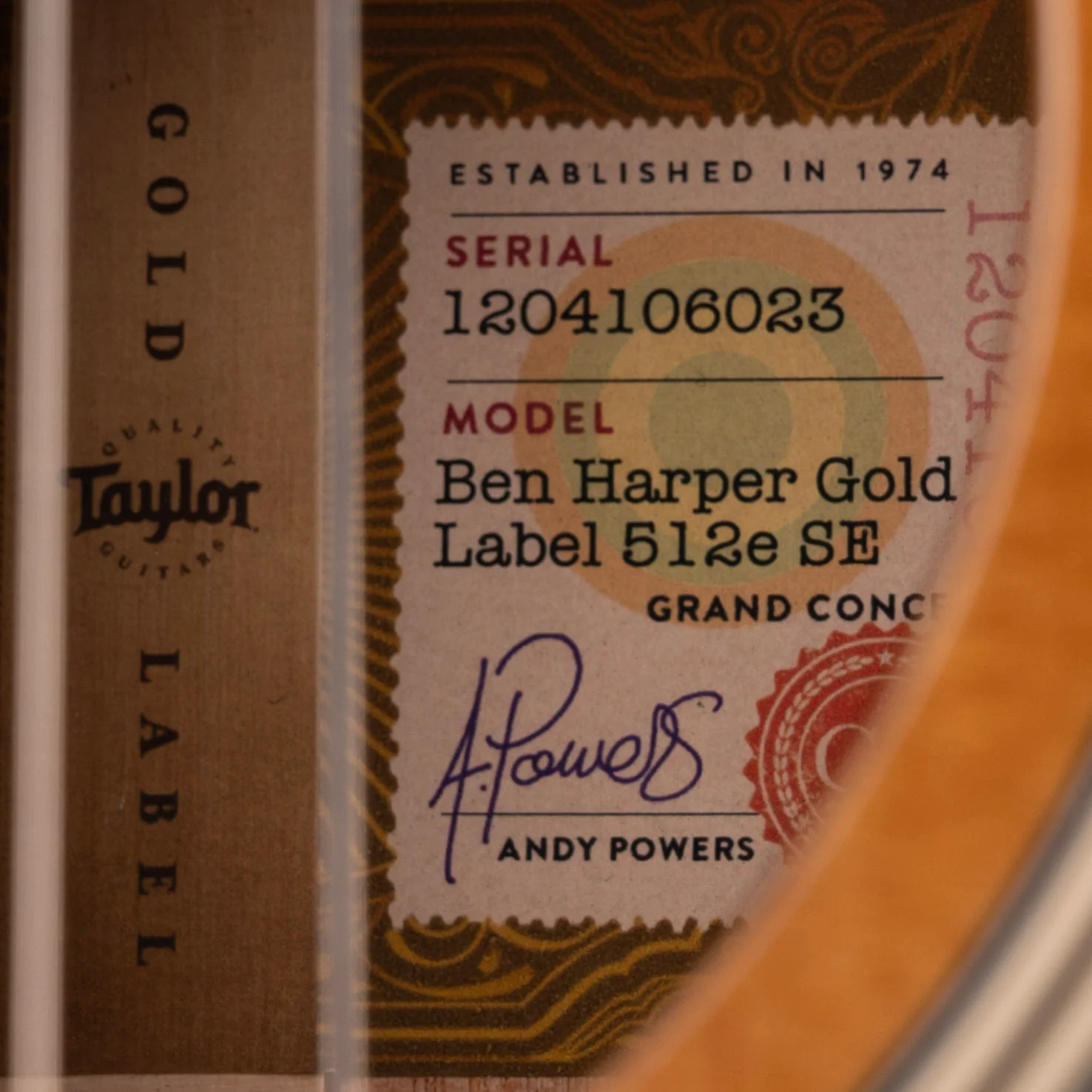 Taylor Ben Harper SIGNED Gold Label 512e Special Edition Shaded Edgeburst 023 - Image 8
