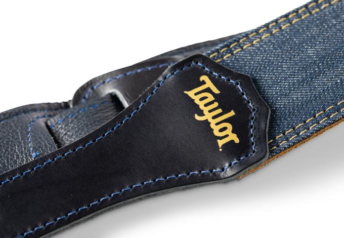 Taylor Blue Denim 2" Guitar Strap - Gold Logo - Image 10