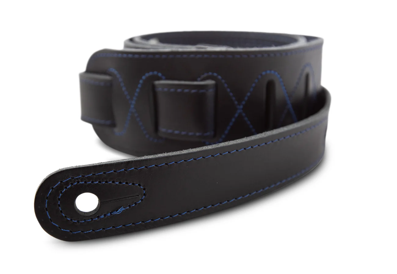 Taylor Blue Denim Strap Navy Leather Edges 2.5" Embossed Logo - Image 5