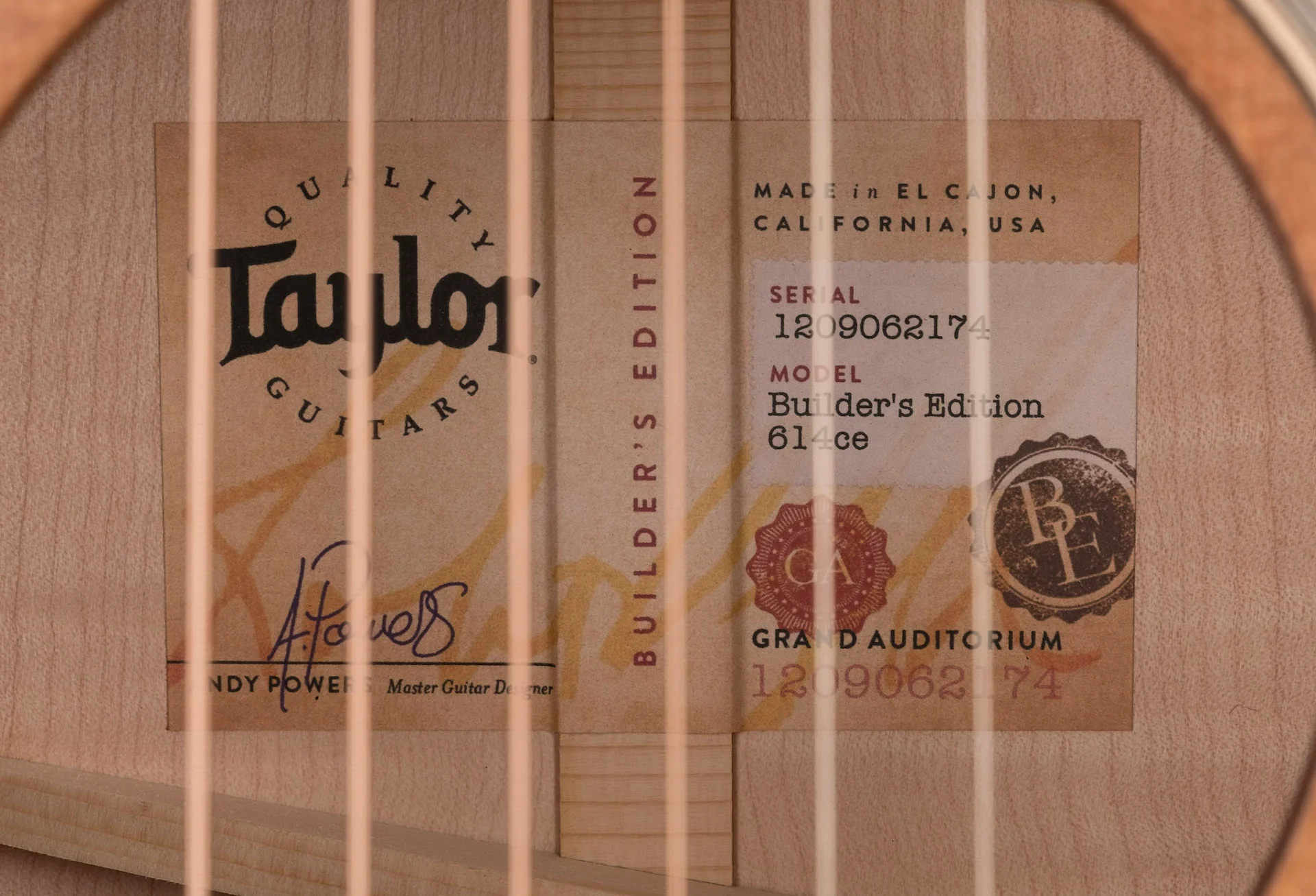 Taylor Builder's Edition 614ce Wild Honey Burst Acoustic Electric Guitar W/ Case - Demo - Image 12