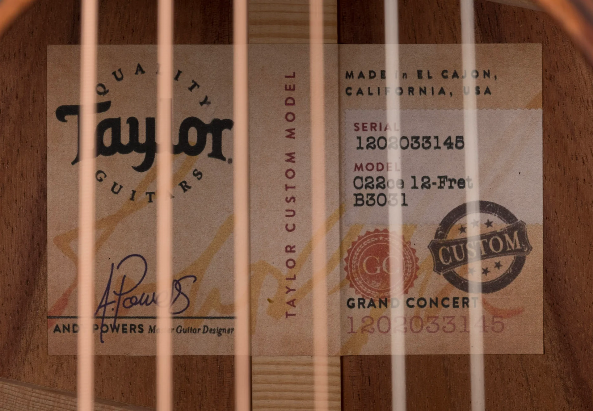 Taylor Custom Grand Concert 12-Fret Koa Shaded Edgeburst Catch # 31 with Case - Image 11