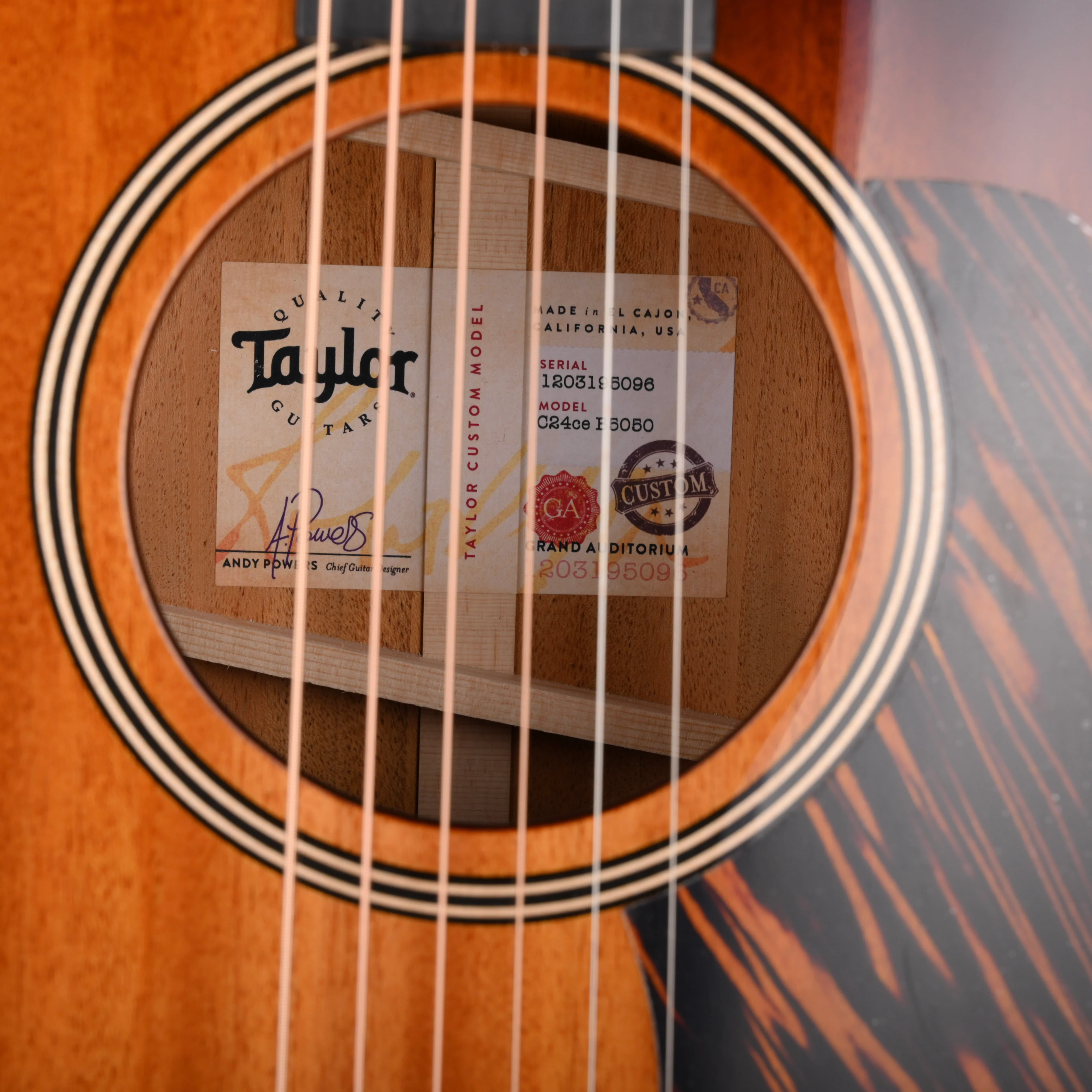 Taylor Custom Grand Auditorium C24ce Ribbon Mahogany Shaded Edgeburst Catch # 50 - Image 6