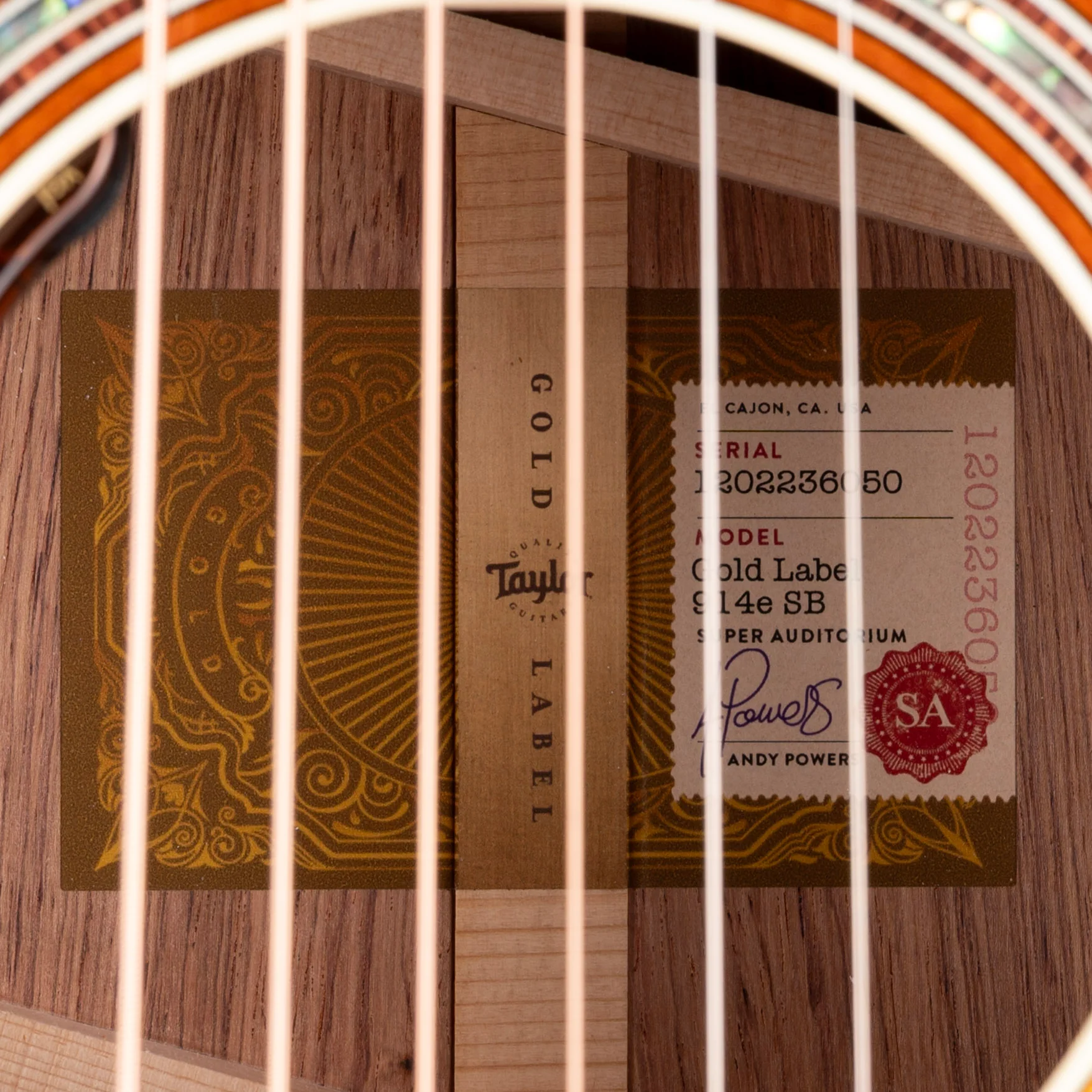 Taylor Gold Label 914e Teardrop Sunburst Acoustic Electric Guitar with Case - Image 9