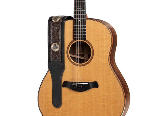 Taylor Grand Pacific Strap Black Leather/Nickel Concho 3" - Image 4