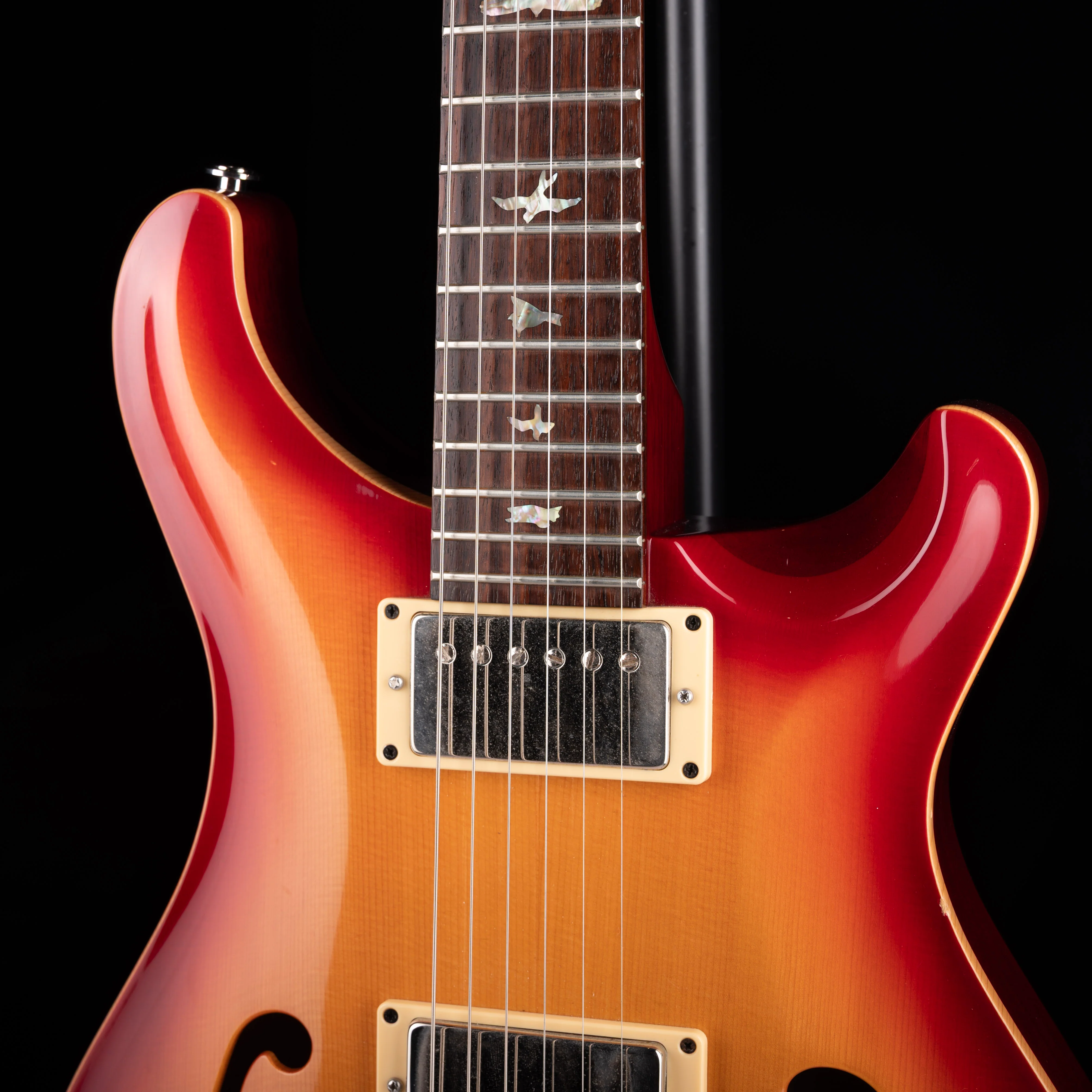Used 2005 PRS Hollowbody Spruce 20th Anniversary - Dark Cherry Sunburst With OHSC - Image 5
