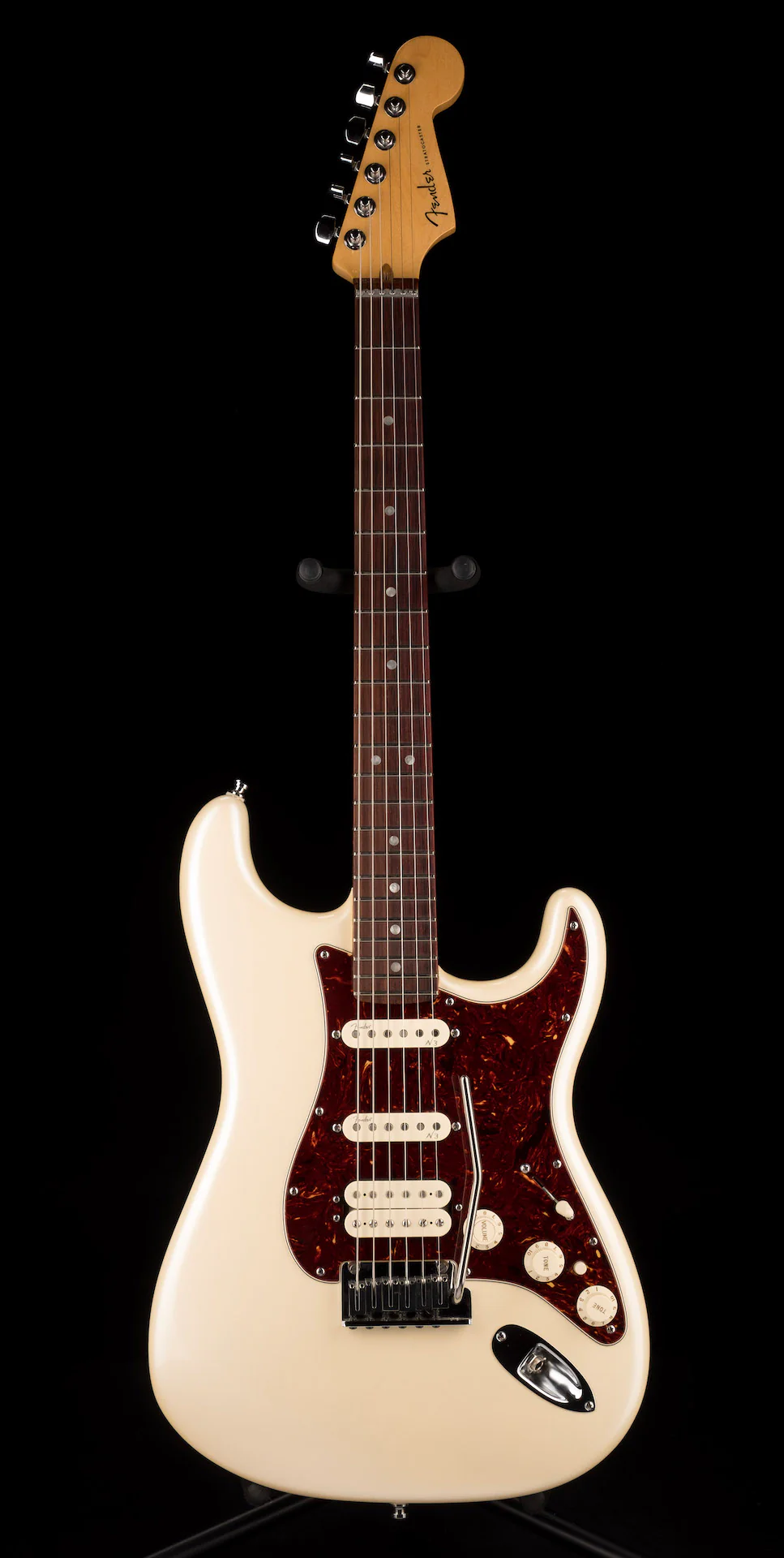 Used 2011 Fender American Deluxe Stratocaster HSS Olympic Pearl with OHSC - Image 2