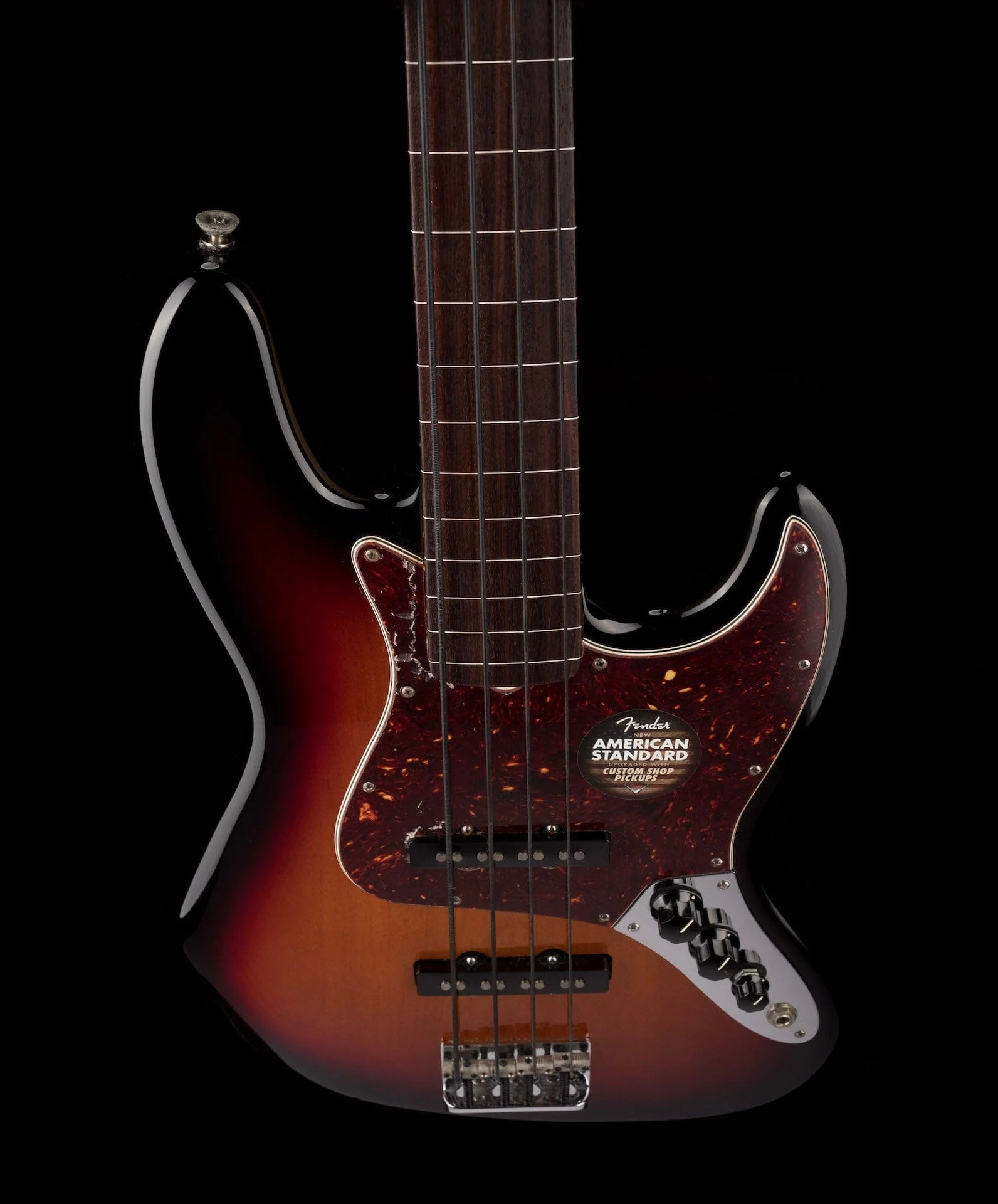 Used 2015 American Standard Jazz Bass Fretless 3-Tone Sunburst with OHSC - Image 4