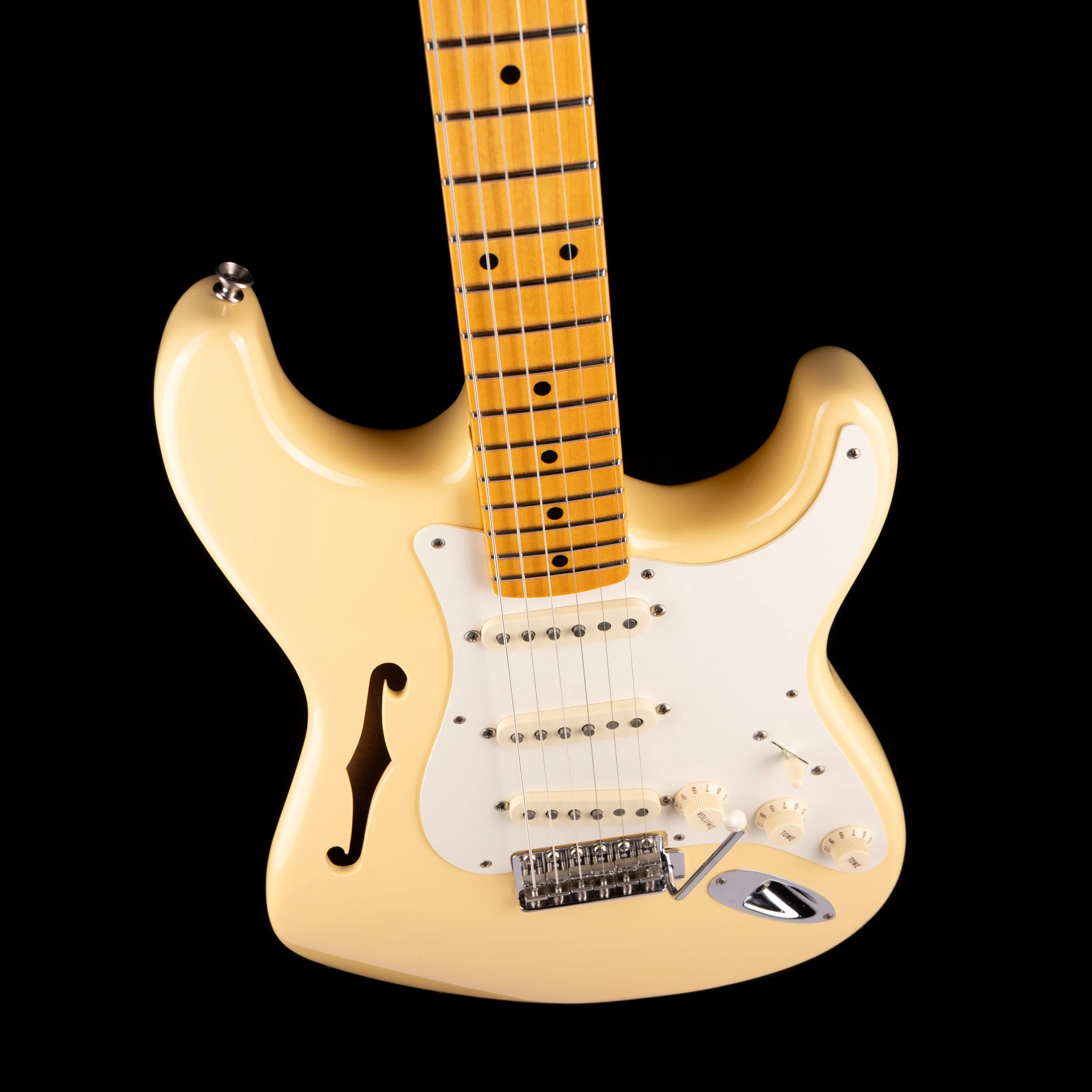 Used 2018 Fender Eric Johnson Thinline Stratocaster Vintage White With Gig Bag - Image 3