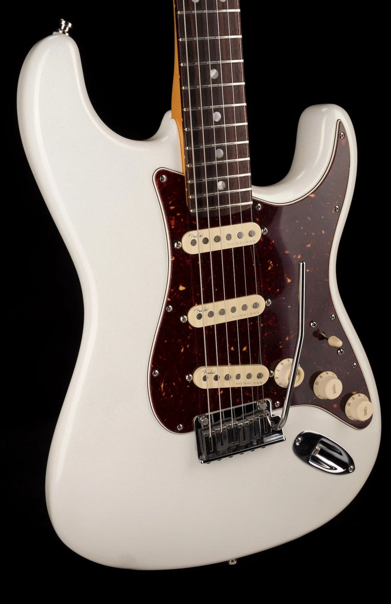 Used 2021 Fender American Ultra Stratocaster Arctic Pearl with OHSC - Image 9