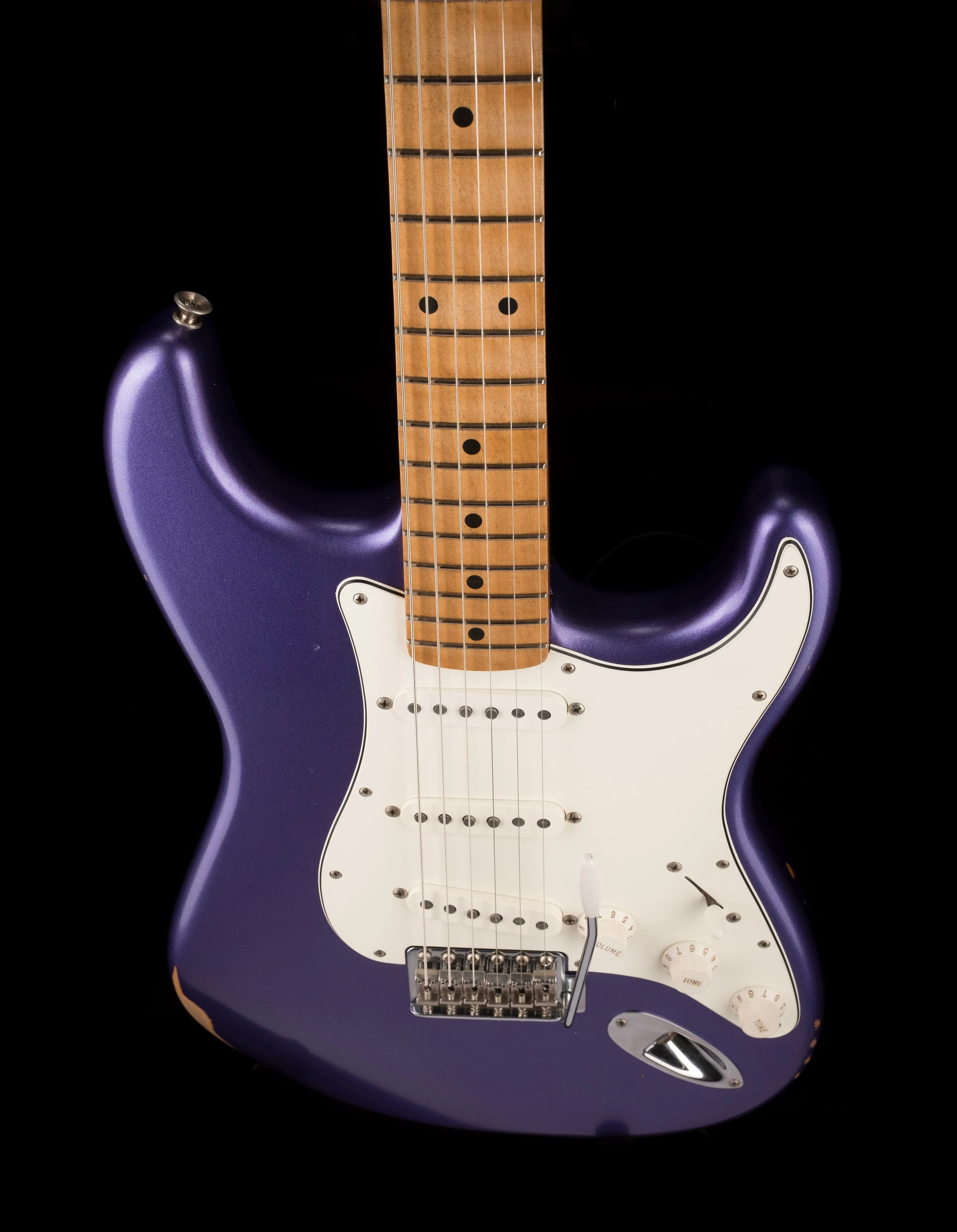 Used 2021 Fender Limited Edition Vintera Road Worn Mischief Maker Stratocaster Metallic Purple with Gig Bag - Image 4