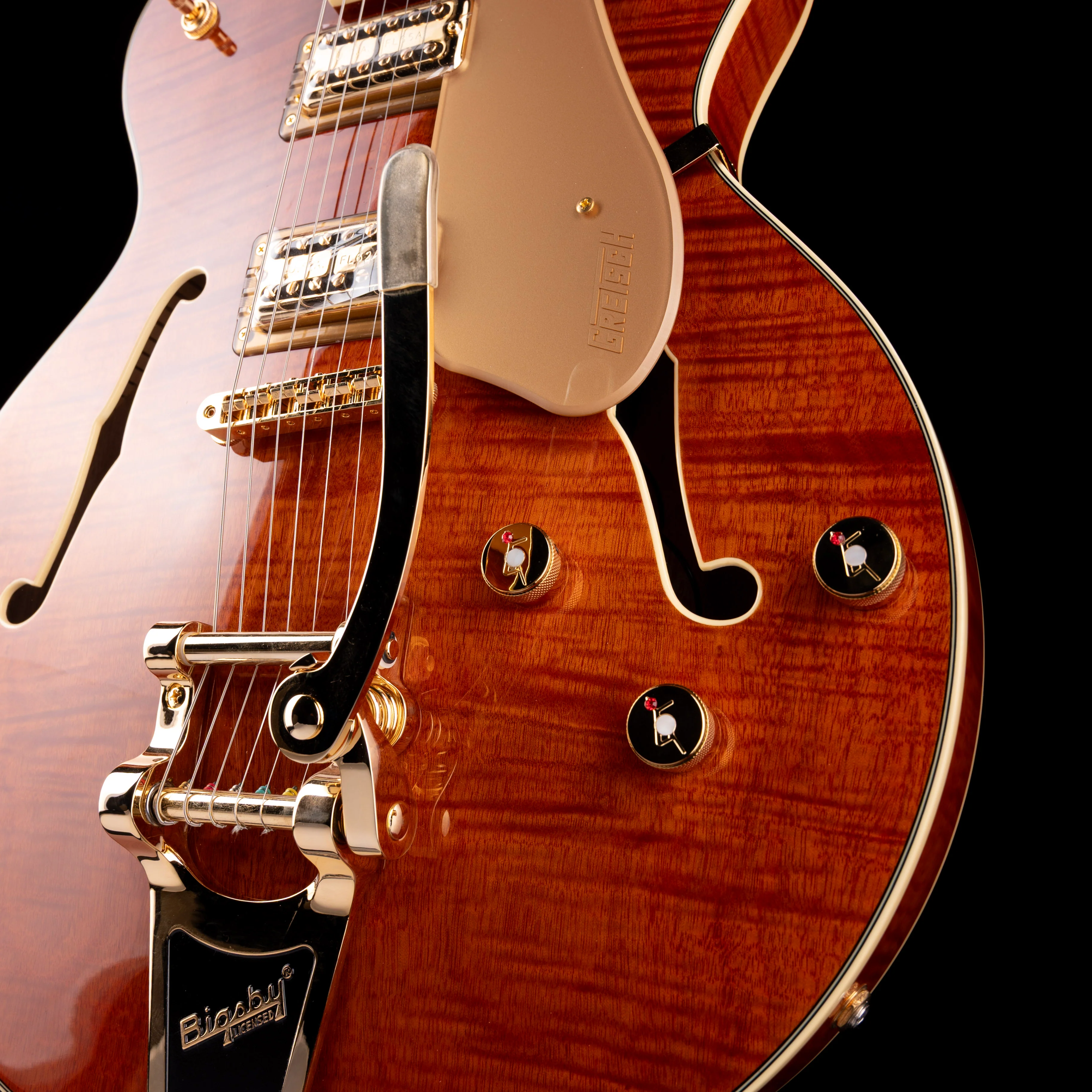 Used 2025 Gretsch Limited Edition Electromatic Flame Okoume Broadkaster Roundup Orange - Image 5