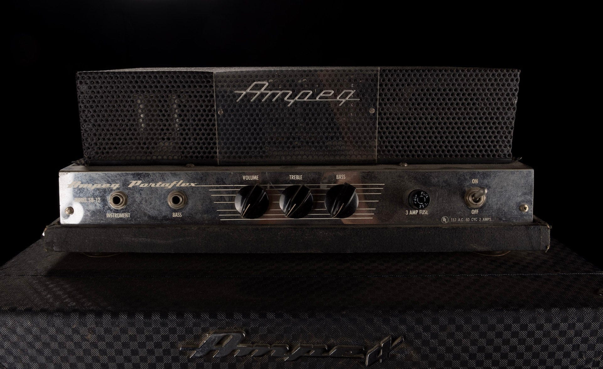 Used Vintage Ampeg Portaflex SB-12 Bass Guitar Amplifier Head And 1x12 Cabinet - Image 3