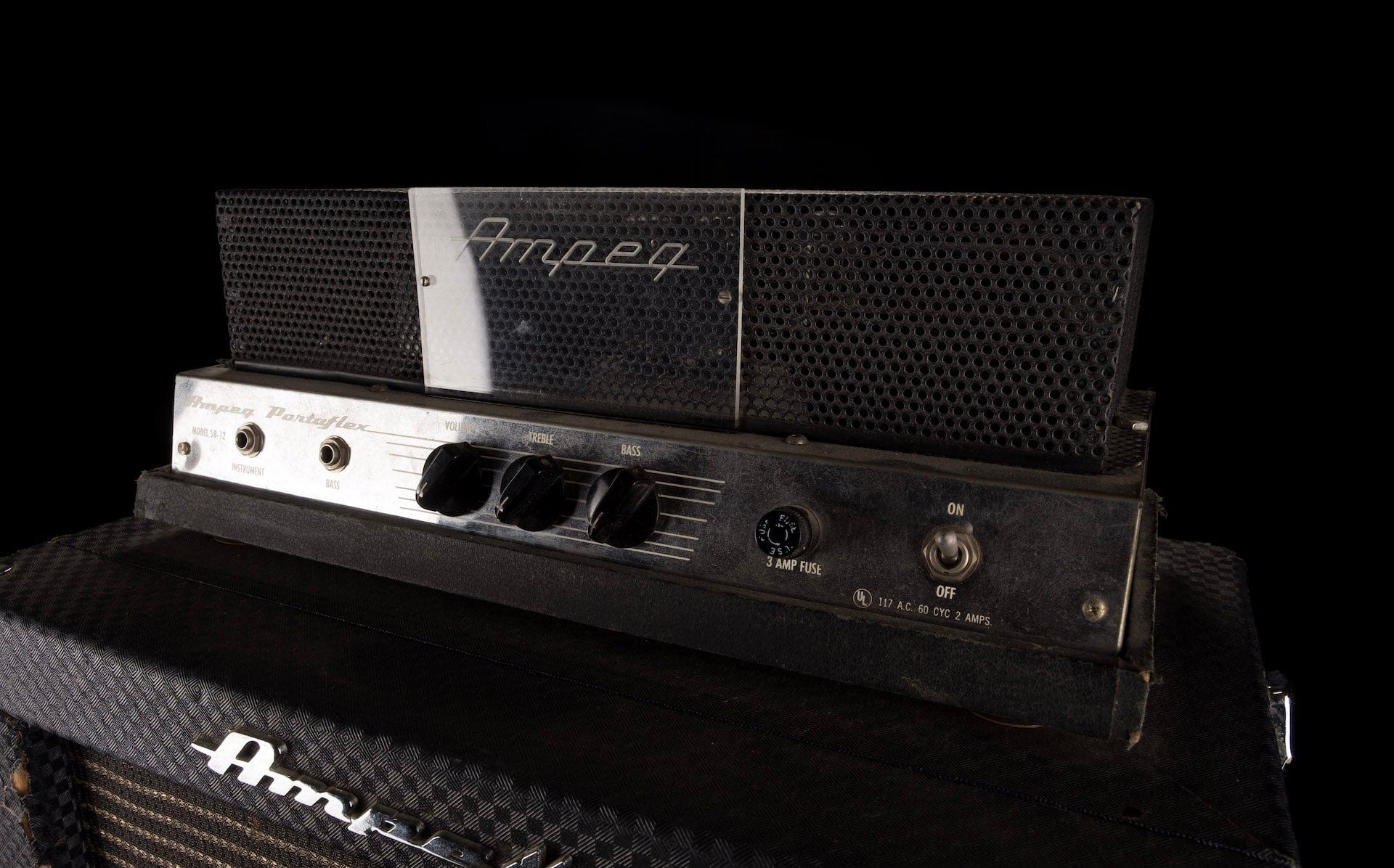 Used Vintage Ampeg Portaflex SB-12 Bass Guitar Amplifier Head And 1x12 Cabinet - Image 4