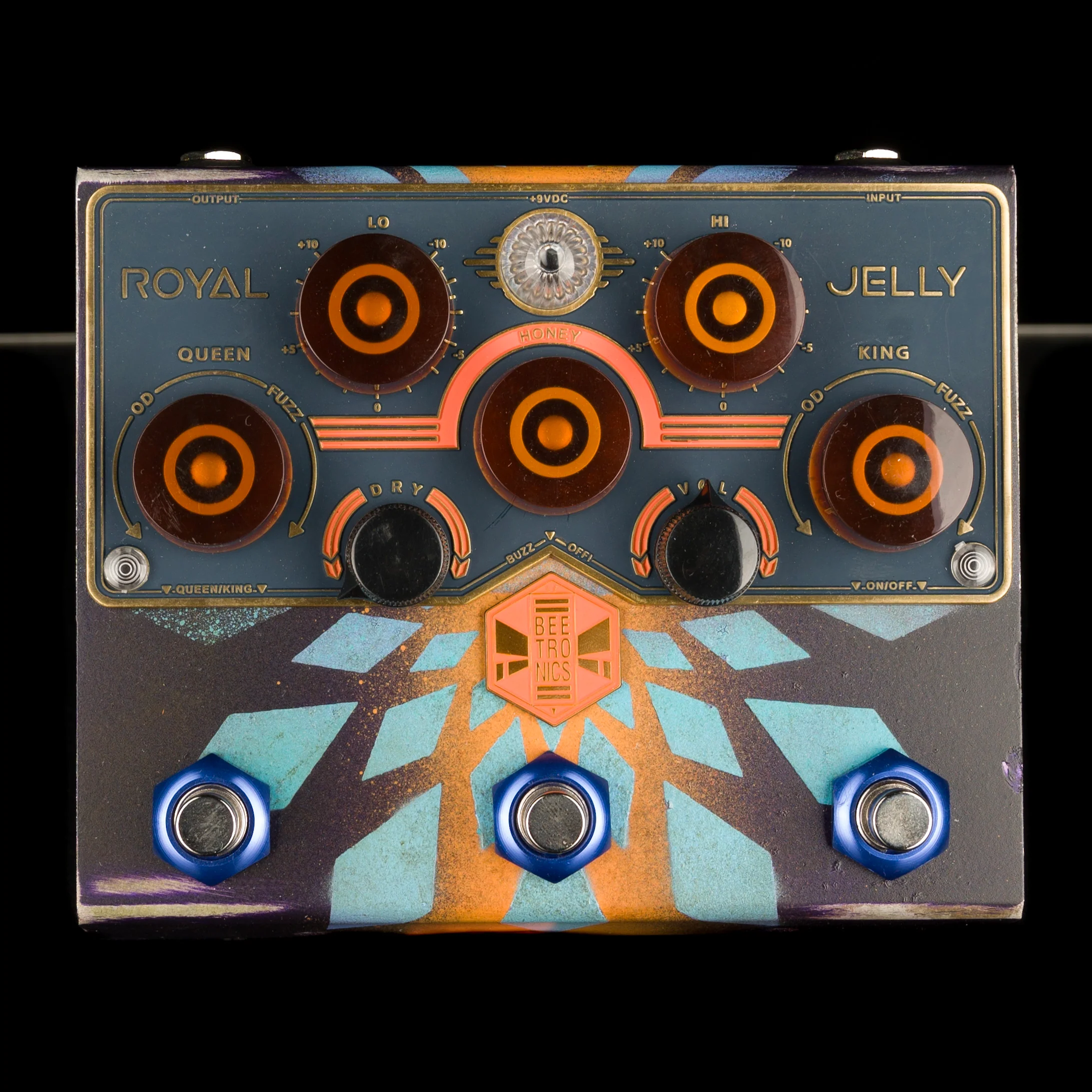 Used BeetronicsFX Custom Shop 1 Off Blue Royal Jelly Overdrive Fuzz Pedal W/ Box - Image 2