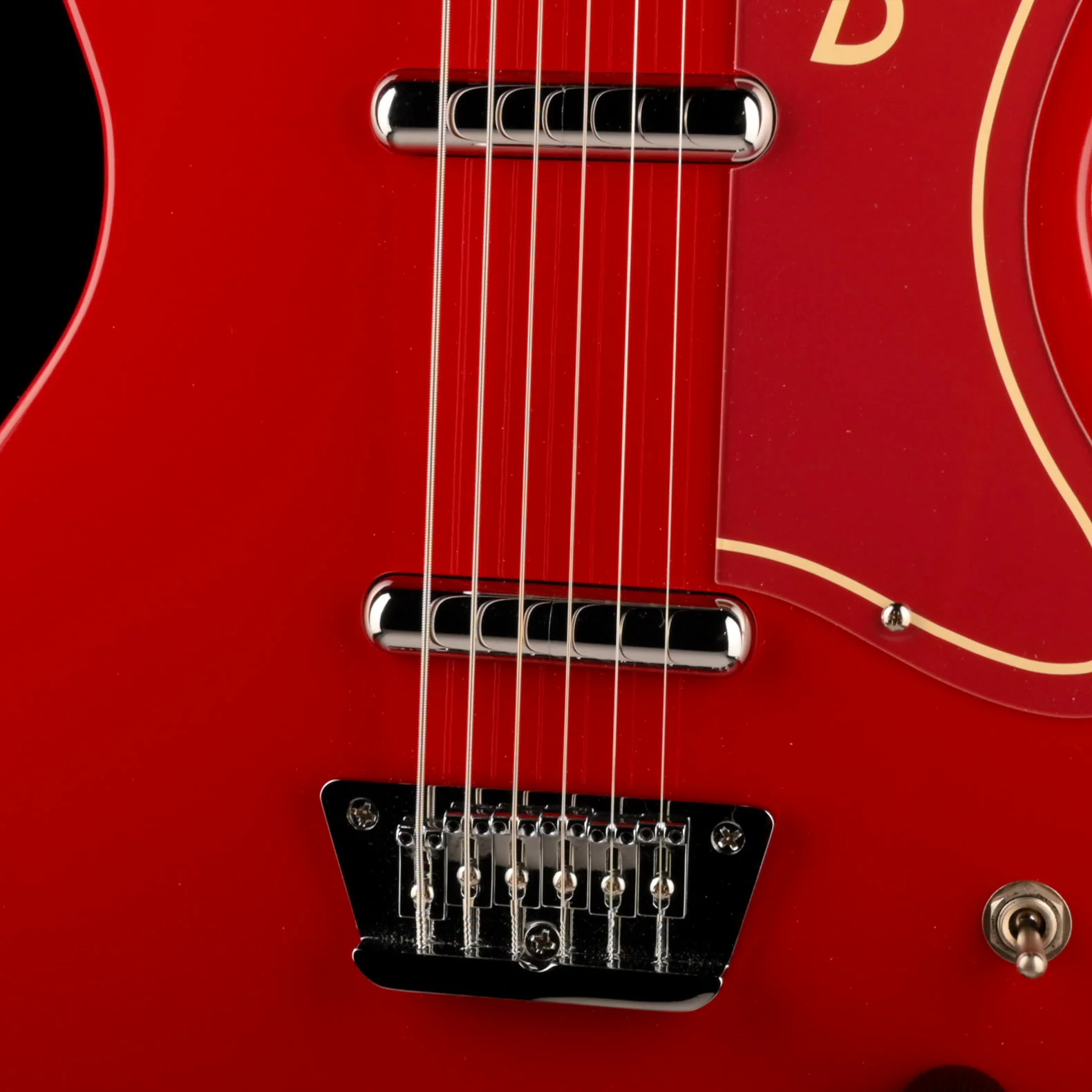 Used Danelectro 56 Baritone Red Flake Guitar With Gig Bag - Image 4