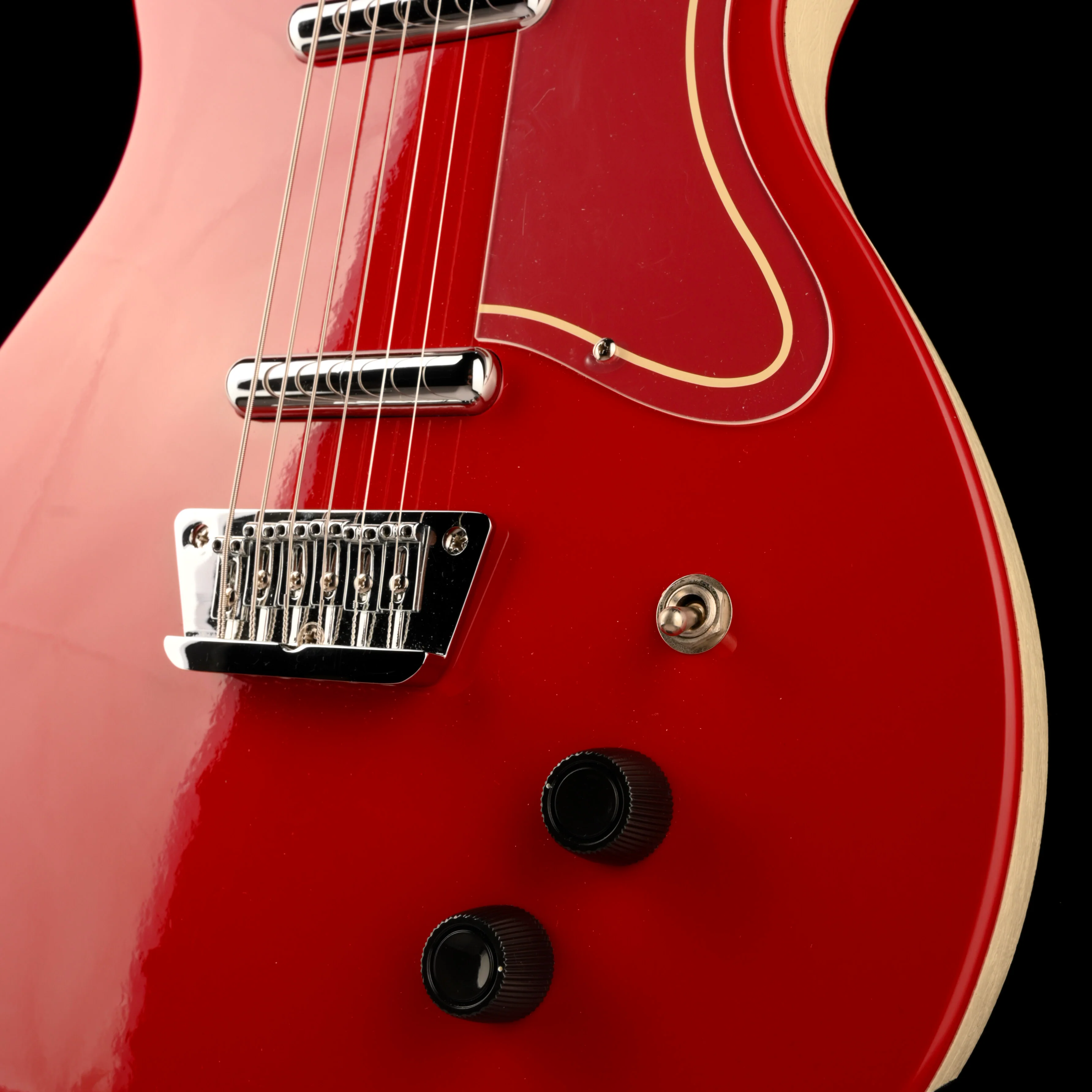 Used Danelectro 56 Baritone Red Flake Guitar With Gig Bag - Image 5