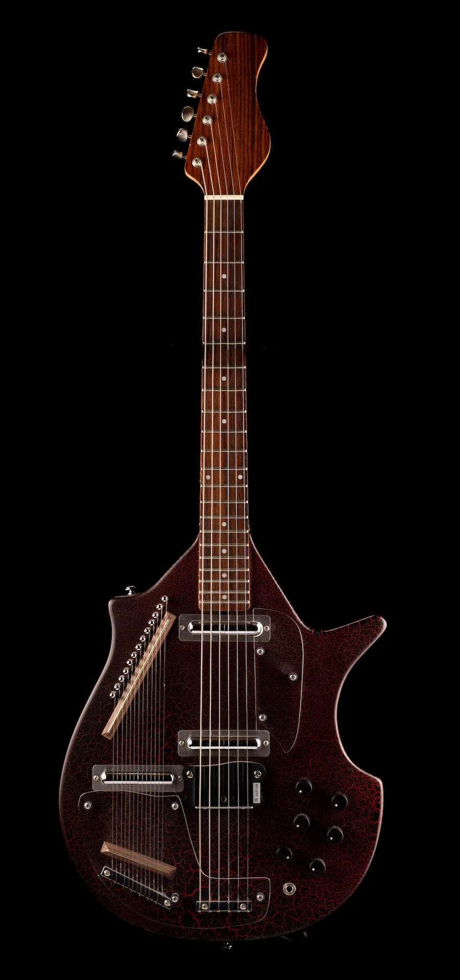 Used Electric Sitar Red Crackle - Image 3