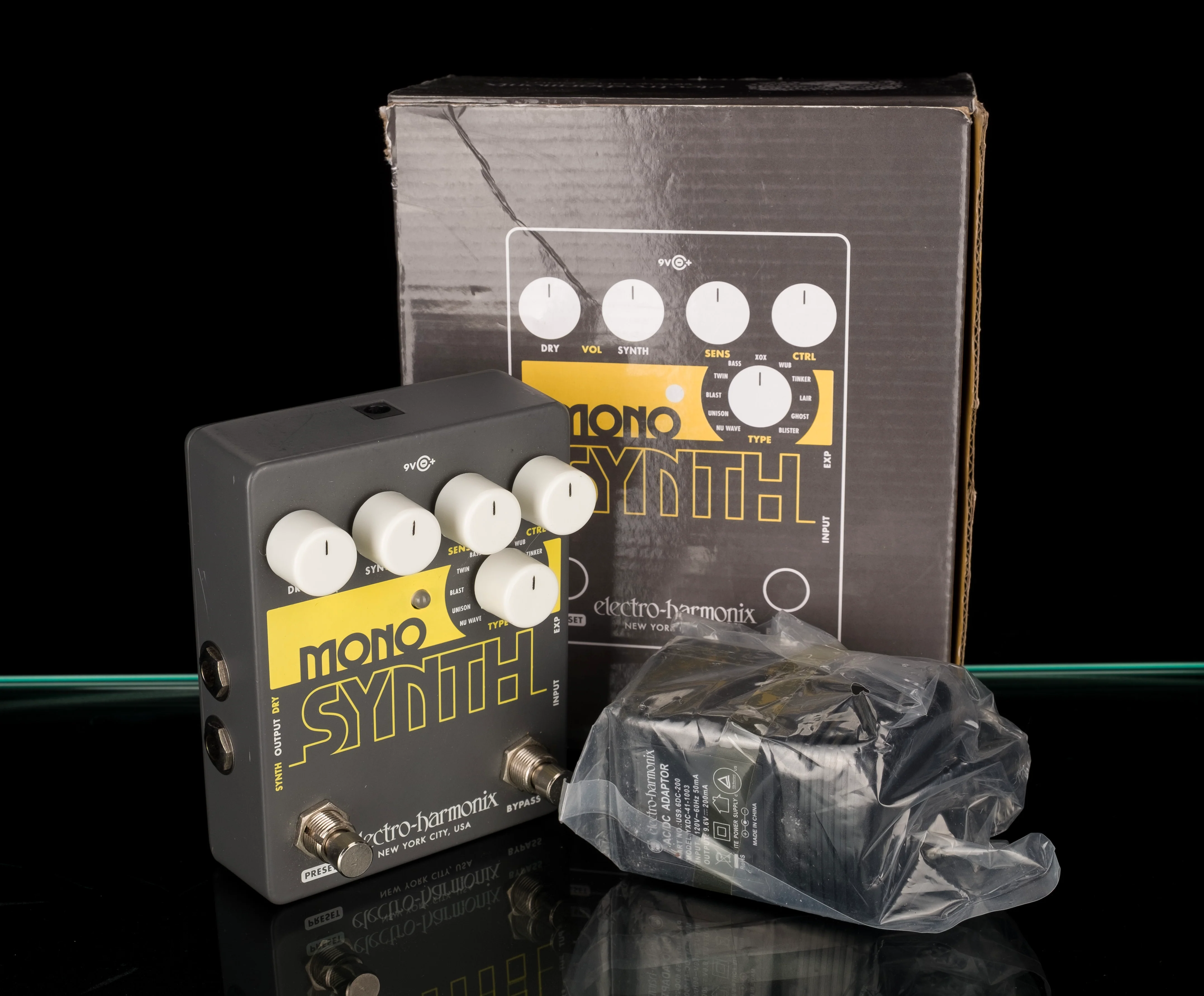 Used Electro-Harmonix Mono Synth Synthesizer Effect Pedal With Box and Power Supply