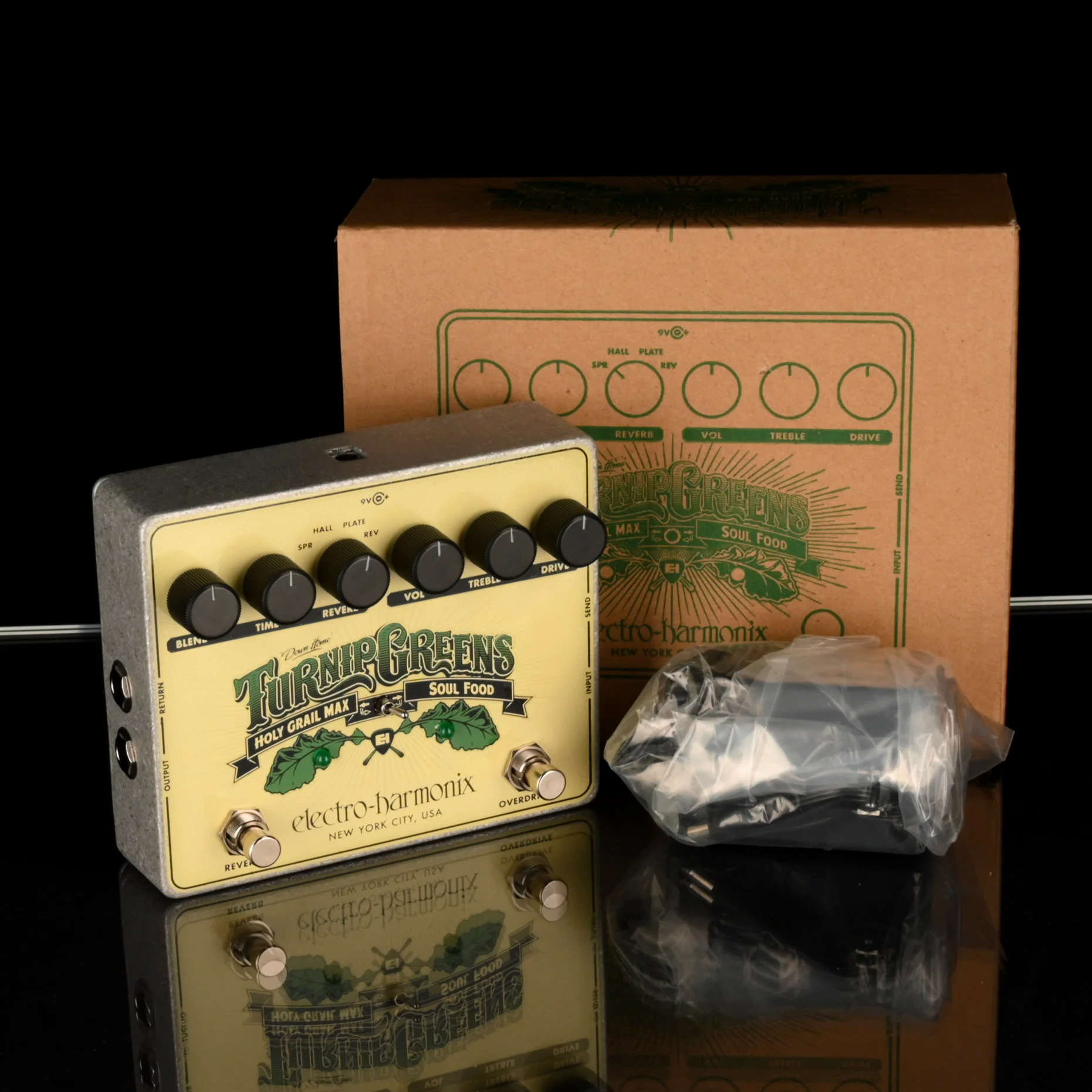 Used Electro-Harmonix Turnip Greens Multi-Effect Overdrive/Reverb Pedal With Box